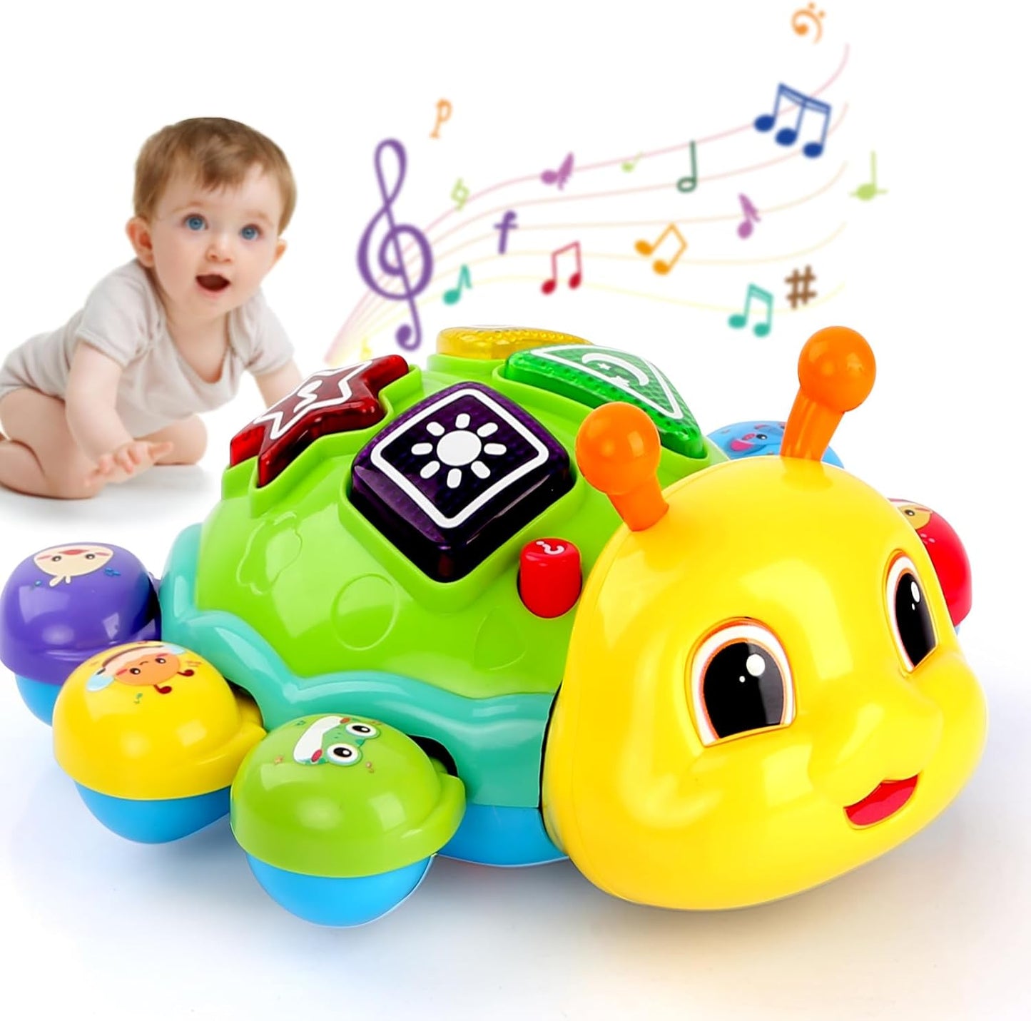 Musical Baby Toys, Infant Light up Music Toys Tummy Time Development, Crawling Toy for 6 7 8 9 10 11 12+ Month Old, Christmas Birthday Gifts for Babies