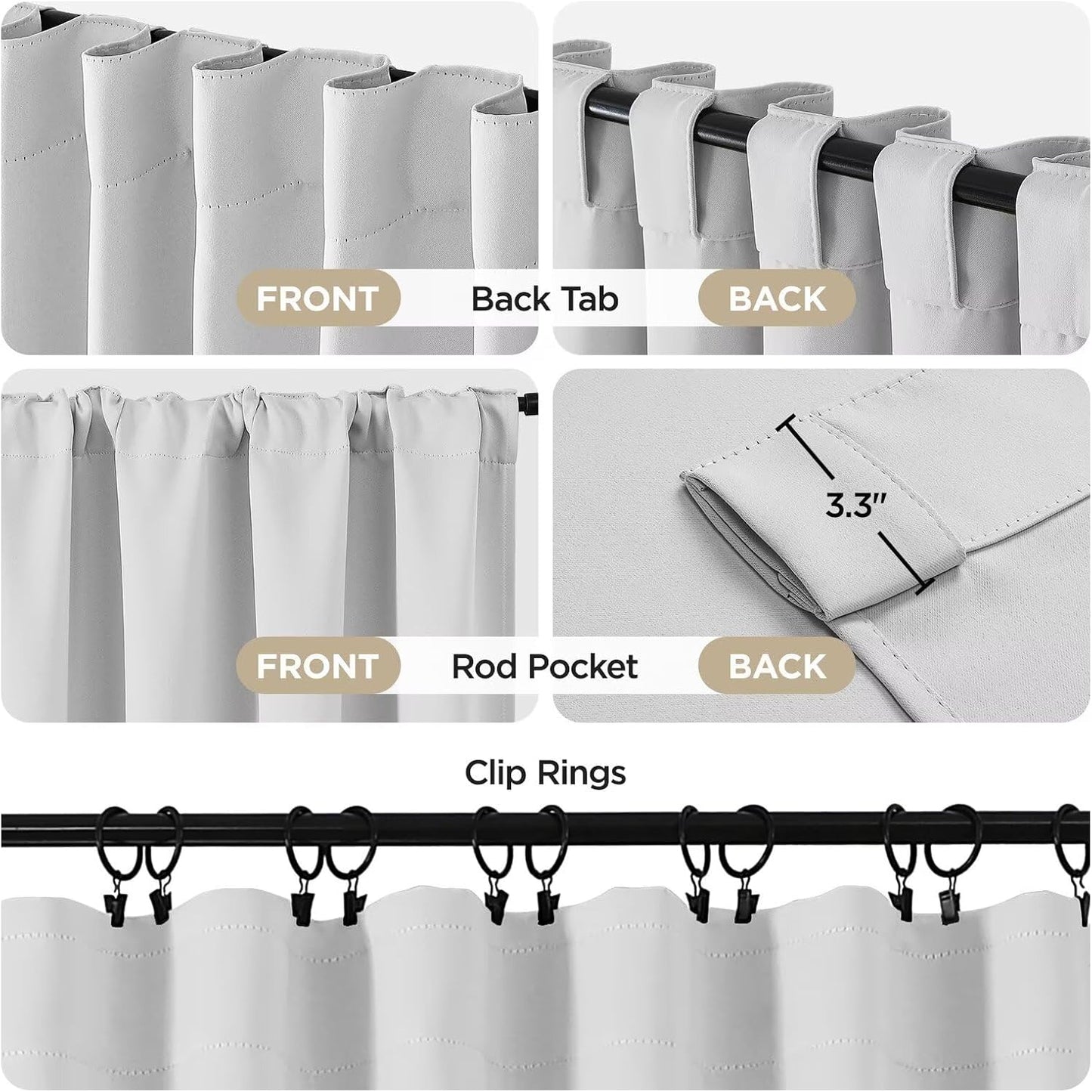 Joydeco 90 Inch 60% Blackout White Curtains 2 Panels,Elegant Soft Sheer Curtains for Bedroom,Thermal Insulated Black Out Drapes for Living Room,Rod Pocket Back Tab Drapes(W52 x L90 Inch,Greyish White)