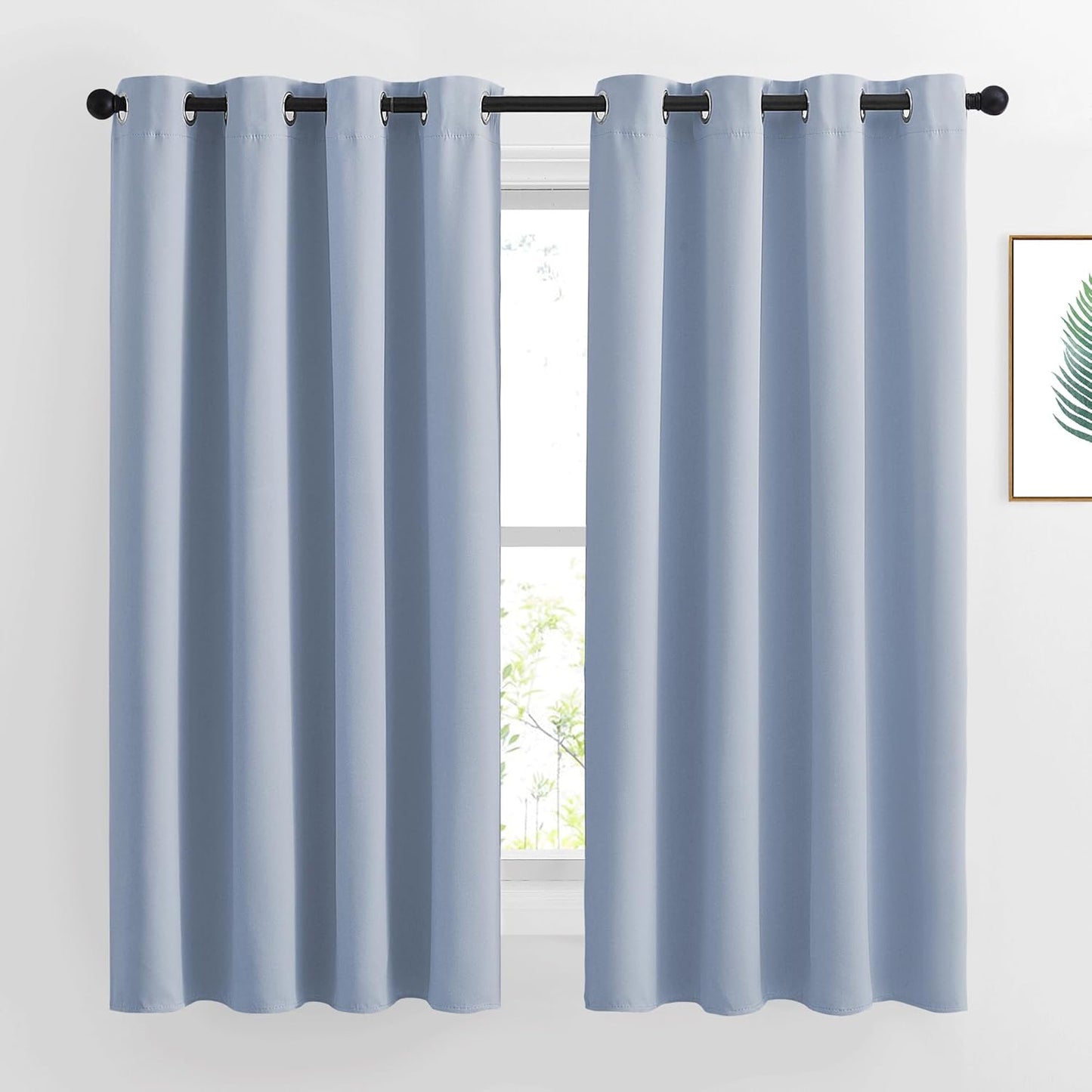 NICETOWN Blackout Curtains for Bedroom 63 inch Length 2 Panels - Window Treatment Thermal Insulated Solid Grommet Blackout for Living Room (52 by 63 Inch,Vintage Blue)