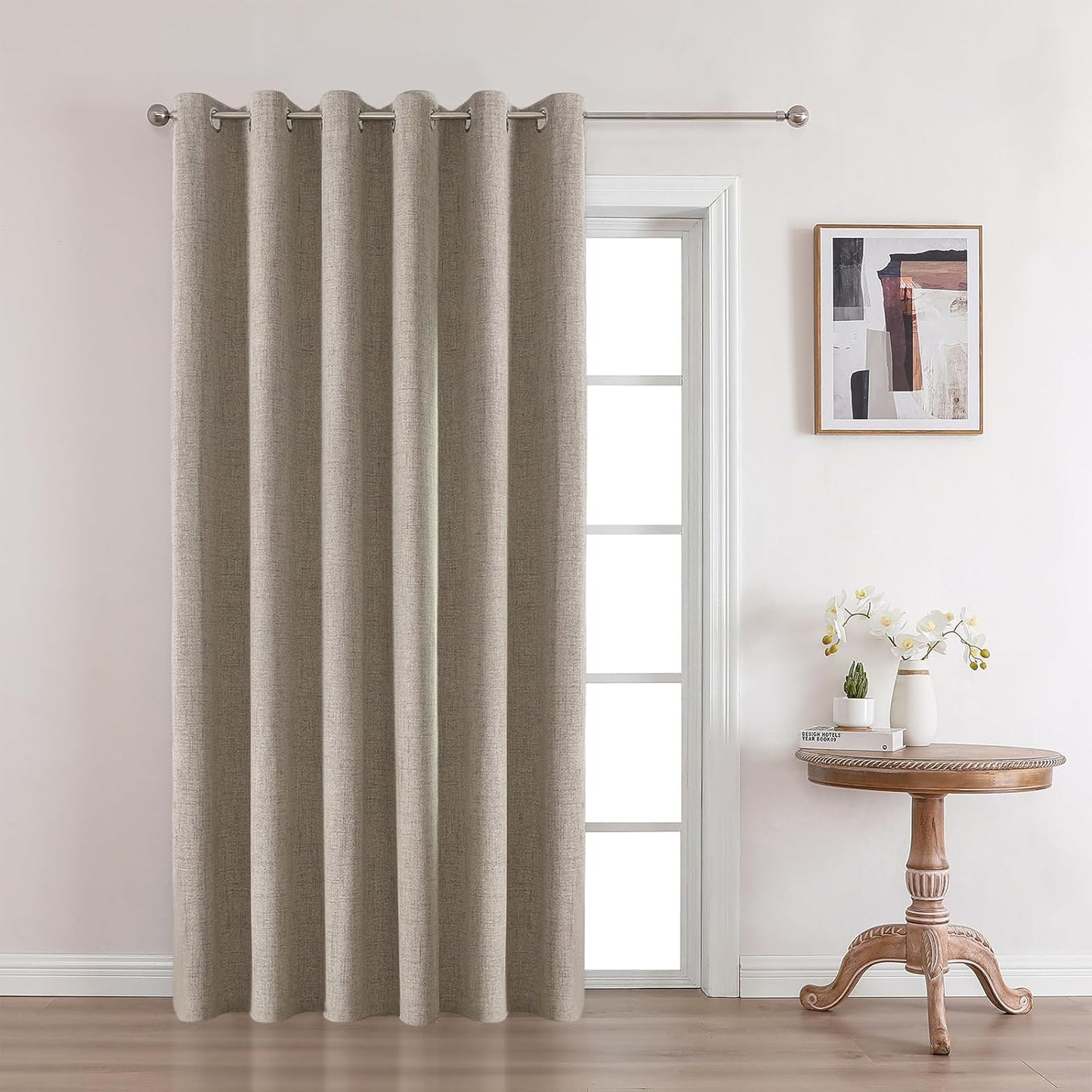 Joydeco Linen Blackout Curtains for Bedroom and Living Room, Faux Linen Look Black Out Grommet Textured Thermal Insulated Room Darkening Curtain 1 Panel Room Divider Curtains (Custom Size and Color)