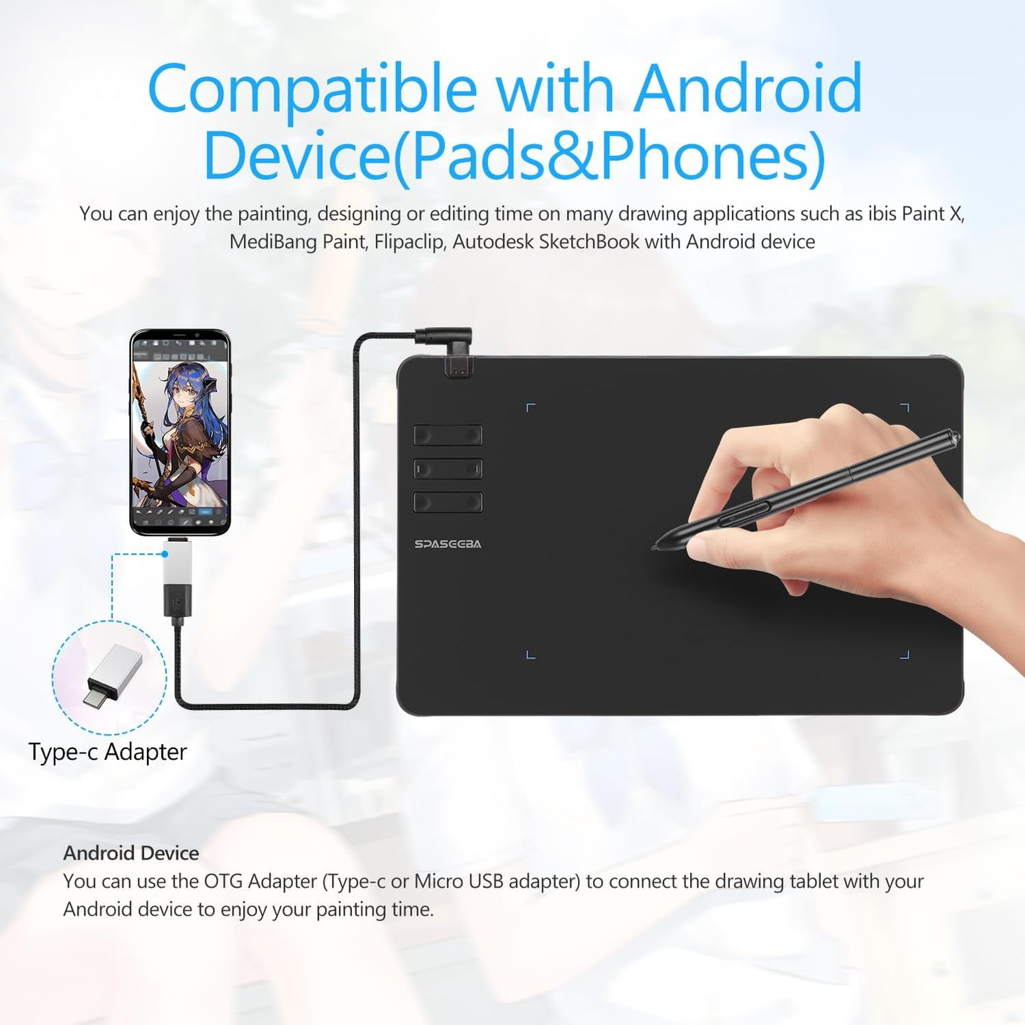 T605 Drawing Tablet 6.7x4 inch Graphic Digital Drawing Tablet with 8192 Pen Pressure 6 Customized Hot Keys Art Tablet for OSU Online Teaching Designing Beginners Work with Mac PC Android