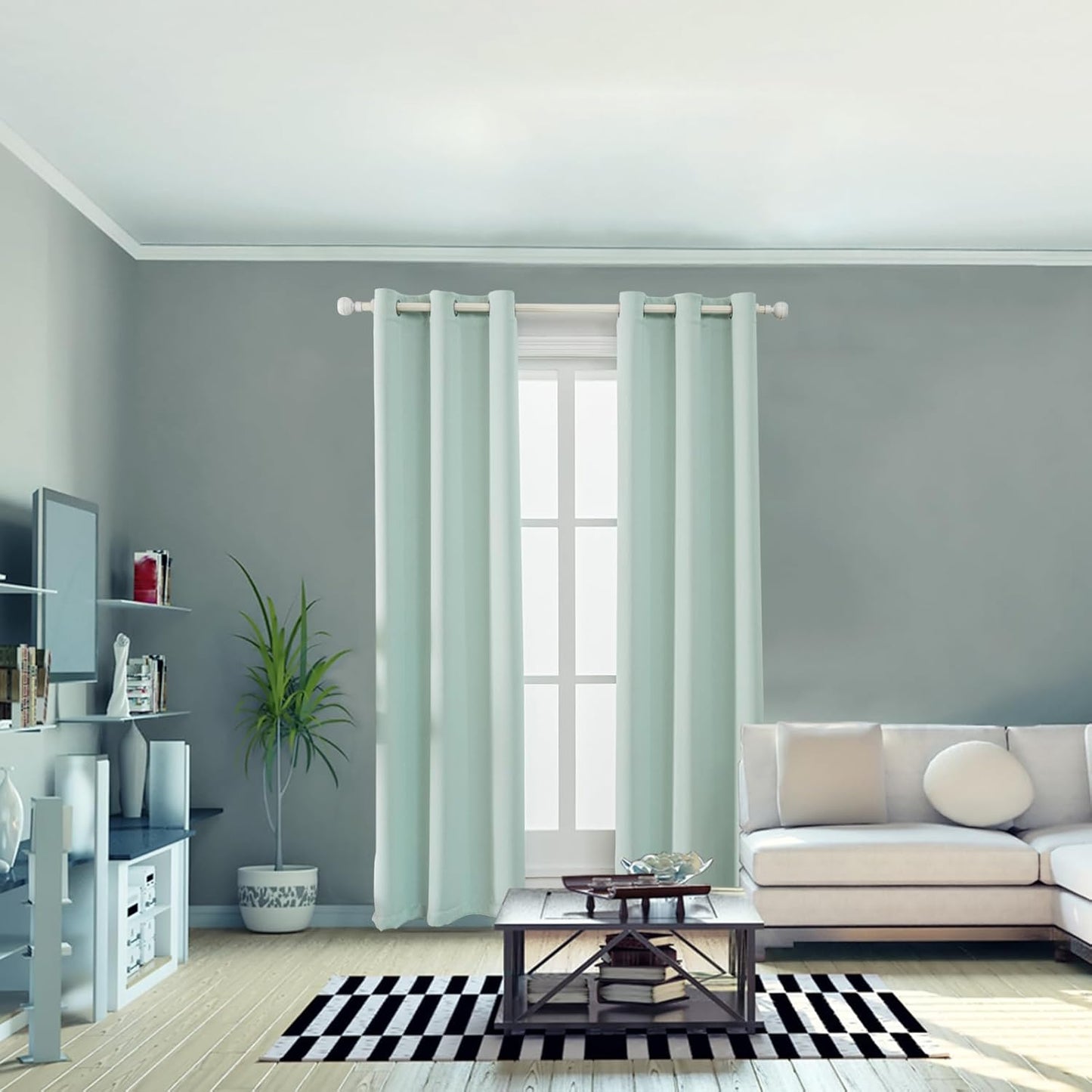 Anytime 100% Blackout Curtain Set, Thermal Insulated & Energy Efficiency Window Draperies for Guest Room, Full Shading Panels for Shift Worker and Light Sleepers（Light Blue, 2 Panels, 42W x 72L）