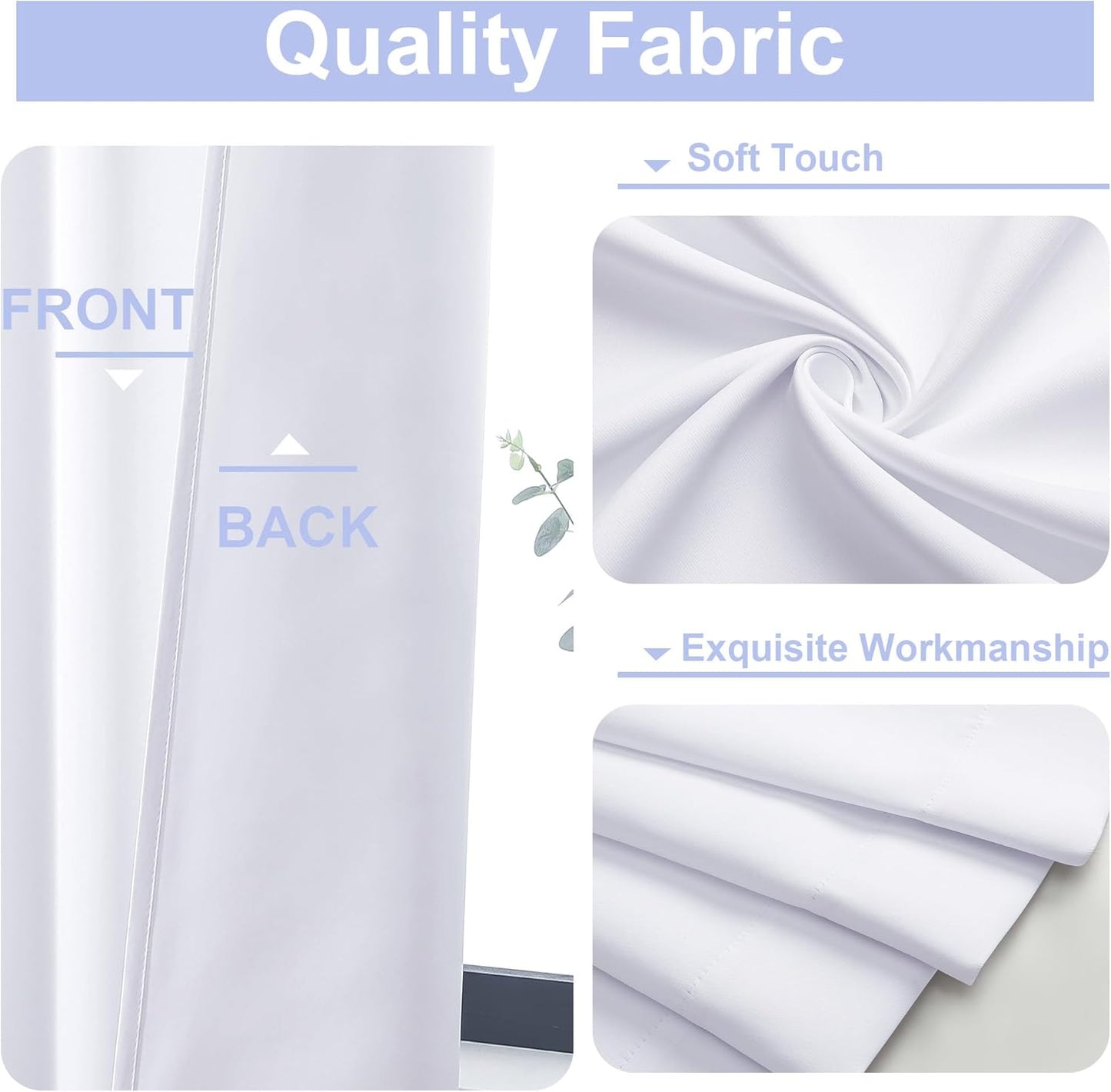Simplebrand Ava Pure White Curtains for Bedroom 90 Inches Long 2 Panels Set, Room Darkening Window Treatment, Light Filtering Curtain Drapes, Soft Casual Rod Pocket Privacy Curtains, W40 x L90 Inch