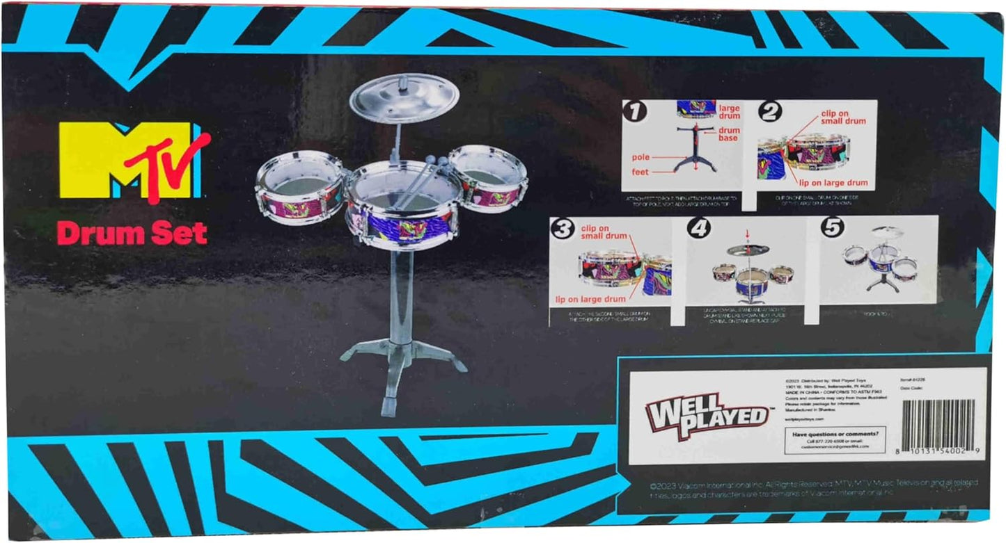 MTV Desktop Drum Set – Officially Licensed Mini Drum Kit for Kids & Adults Ages 6+, Compact Tabletop Percussion by Well Played