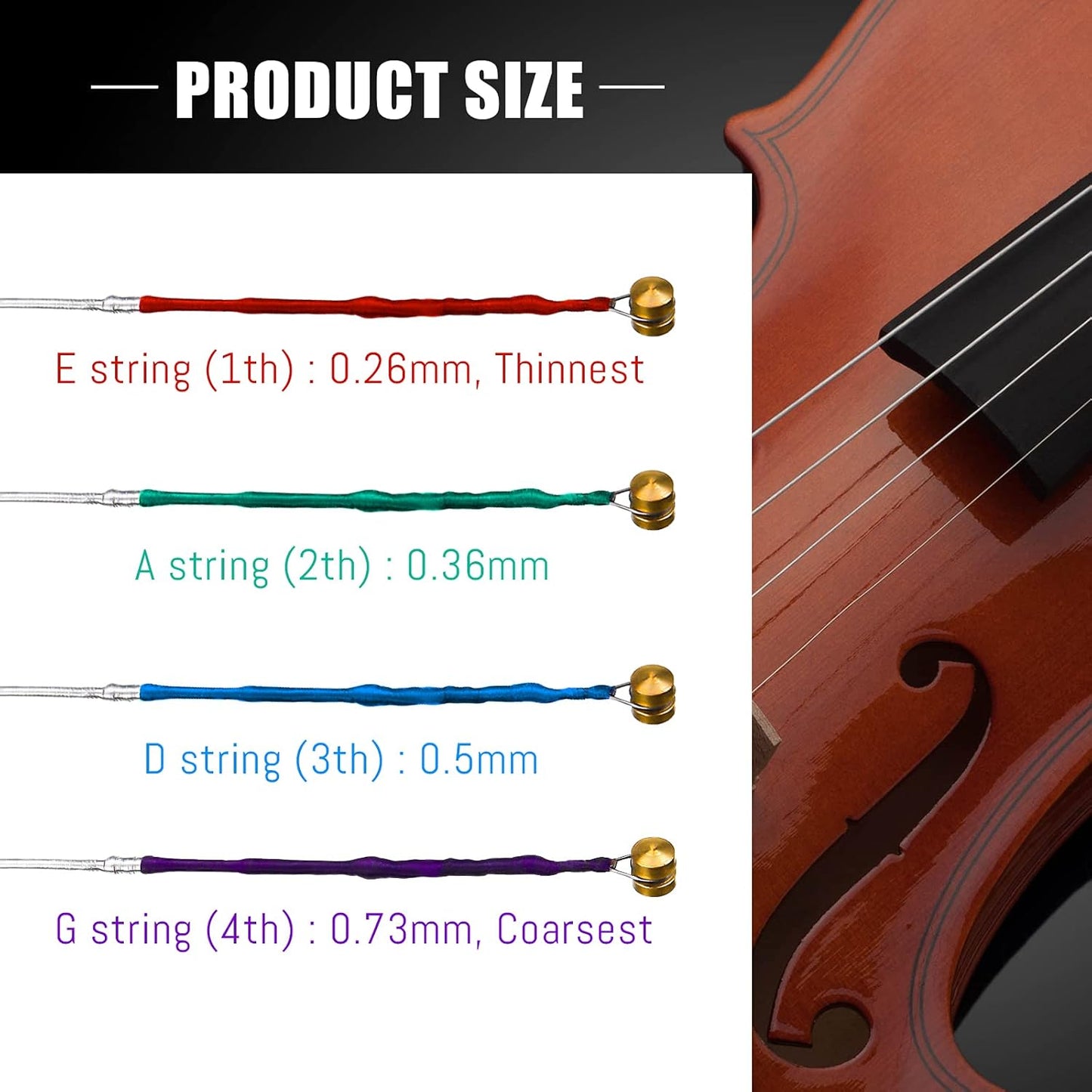 Yeshone 8 Pieces Violin Strings Universal Full Set (G-D-A-E) 4/4 Violin Universal Steel Core Dominant Fiddle Strings for Instruments 4/4 3/4 1/2 1/4 - Educator's Choice for Student