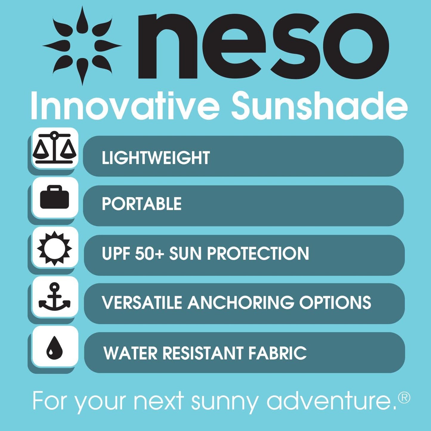 Neso Tents Beach Tent with Sand Anchor, Portable Canopy Sunshade - 7' x 7' - Patented Reinforced Corners(White)