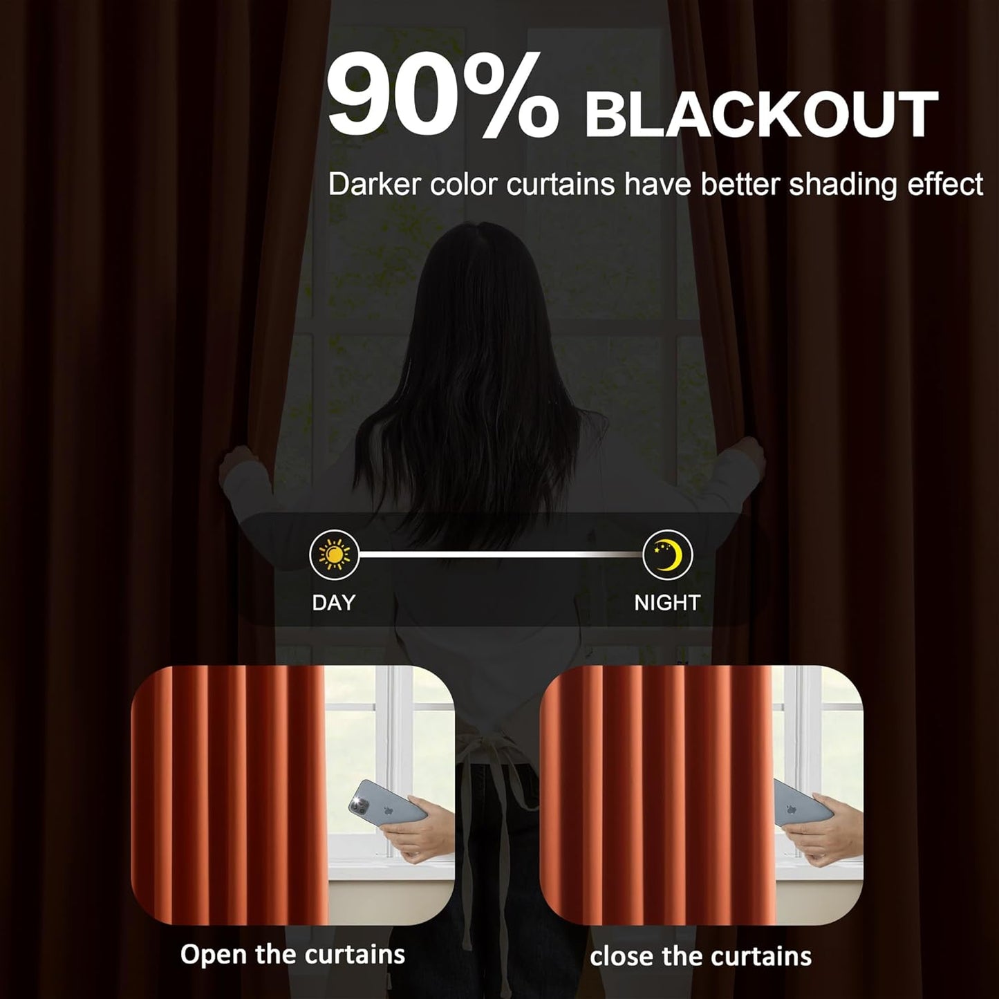 KEQIAOSUOCAI 92 Inch Custom Blackout Curtains for Living Room 2 Panels Set,Copper Pinch Pleat with Hooks Hippie Decorative Pleated Window Drapes Rustic Western Curtain for Bedroom Cabin W40 x L92