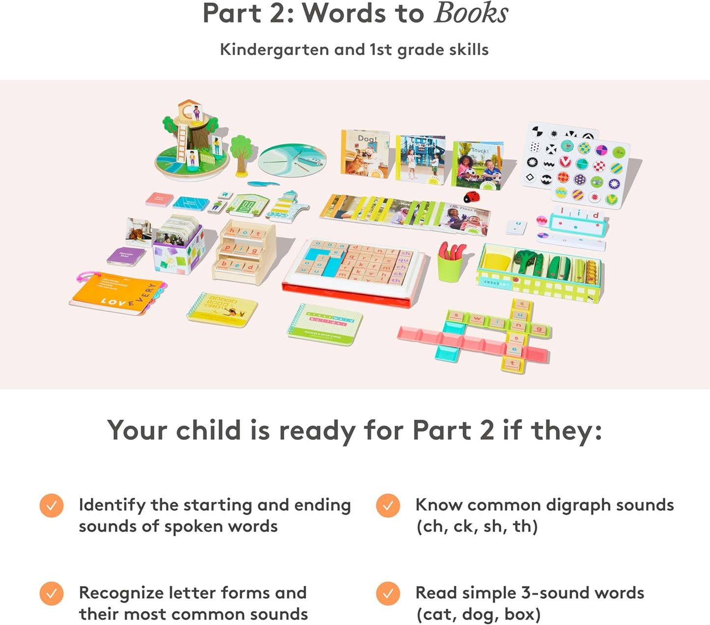 Lovevery Reading Skill Set, Learn to Read for Kindergarten and 1st Grade, Fun Phonics Games and Books, Part 2