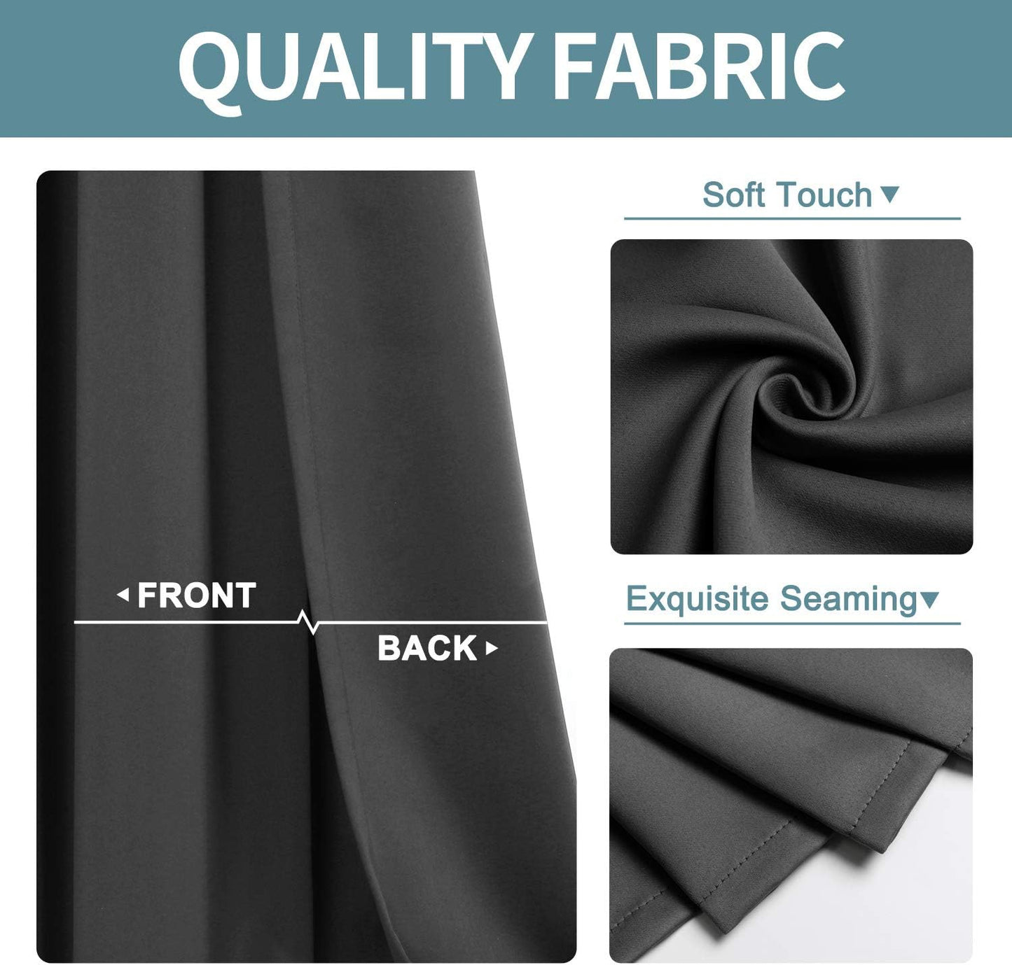 ChrisDowa Grommet Room Darkening Curtains for Bedroom and Living Room - 2 Panels Set Thermal Insulated Blackout Curtains (Dark Grey, 52W x 95L)
