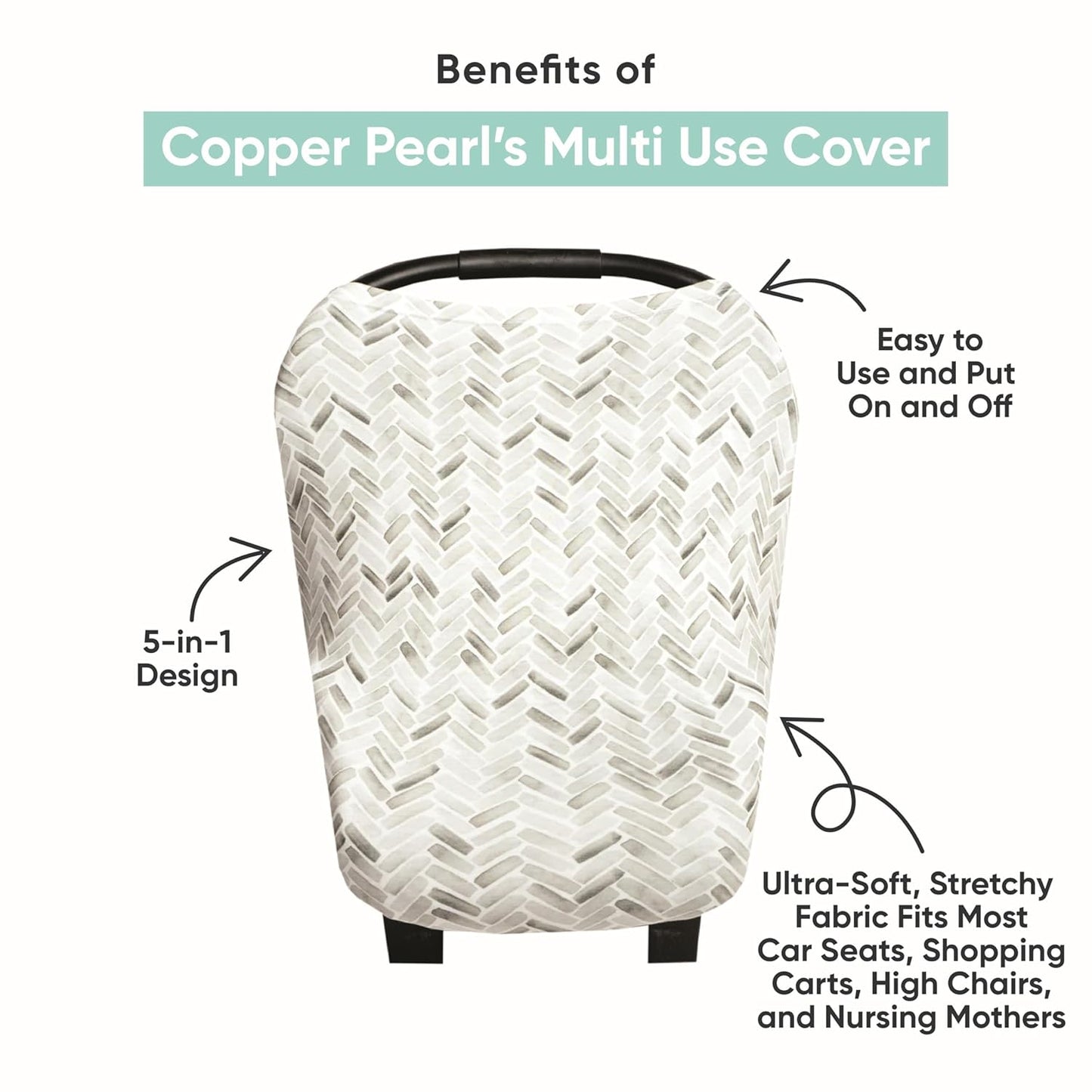 Copper Pearl Multi-Use Cover: Car Seat Covers, Nursing Cover, and Stroller Cover for Sun - Stretchy Fabric, All-Season Use, Stylish Designs, Easy Access for Moms - Alder
