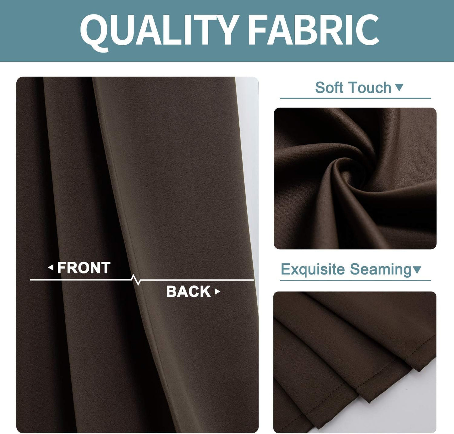 ChrisDowa Blackout Curtains 108 Inches Long 2 Panels Set for Living Room, Grommet Thermal Insulated Room Darkening Curtains for Bedroom (Brown, 52 x 108 Inch)