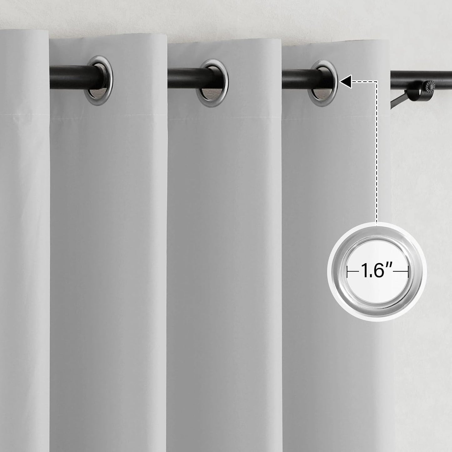 NICETOWN 100% Blackout Off White Curtains for Bedroom, Grommet Thermal Window Treatments Portable Curtains Lightweight Travel Shades for Living Room/Home Office, W52 x L63