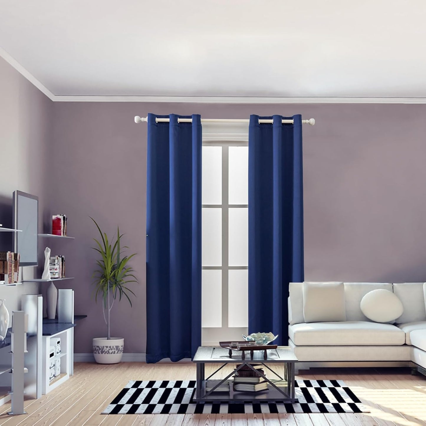 Anytime 100% Blackout Curtain Set, Thermal Insulated & Energy Efficiency Window Draperies for Guest Room, Full Shading Panels for Shift Worker and Light Sleepers（Navy Blue, 2 Panels, 42W x 84L）