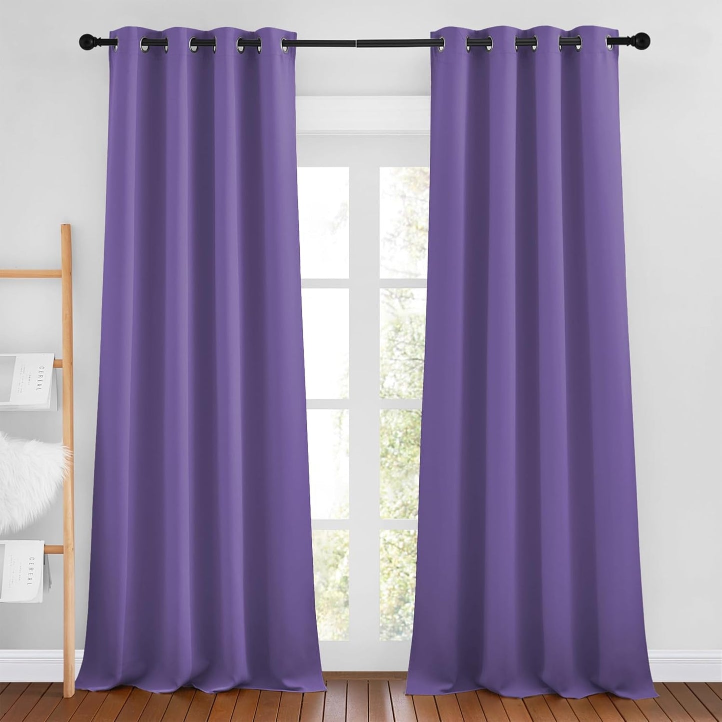 NICETOWN Lilac Purple Curtains 96 inches Long, Grommet Thermal Insulated Blackout Curtains Privacy Window Treatments for Boys Room/Living Room, W46 x L96, 2 Panels
