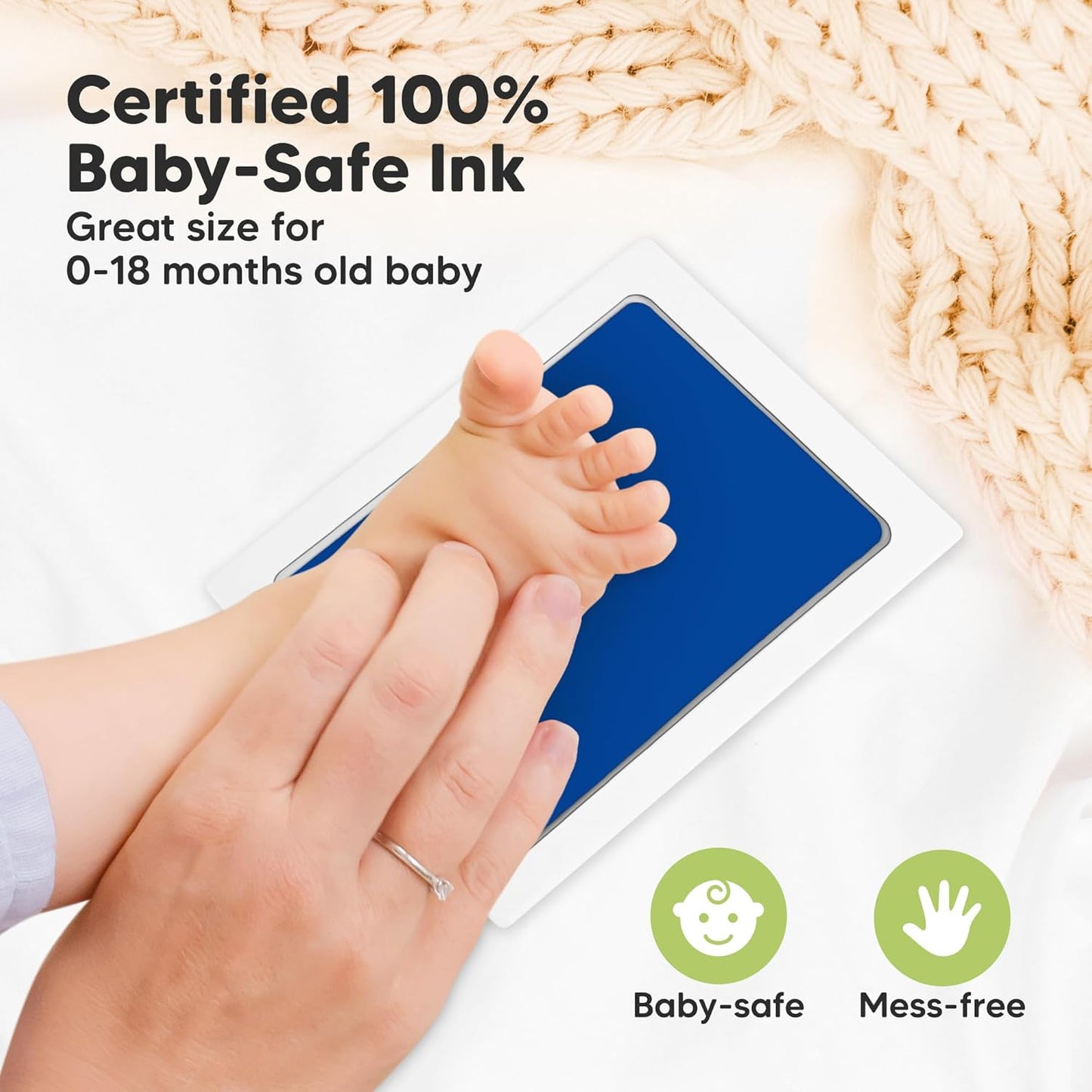 4-Pack Inkless Baby Hand and Footprint Kit - Mess Free Ink Pad for Newborn Keepsake, Dog Nose & Paw Print Kit, Clean Touch Ink Pad for Baby Hand & Footprints, Ideal New Mom Gifts (Holidays, L)