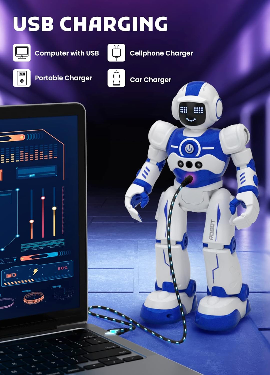 Robot Toys for Kids,Programmable Remote Control Smart Walking Dancing Robot Toy with Gesture & Sensing for Age 4 5 6 7 8 9 10 Year Old Boys for Birthday Present