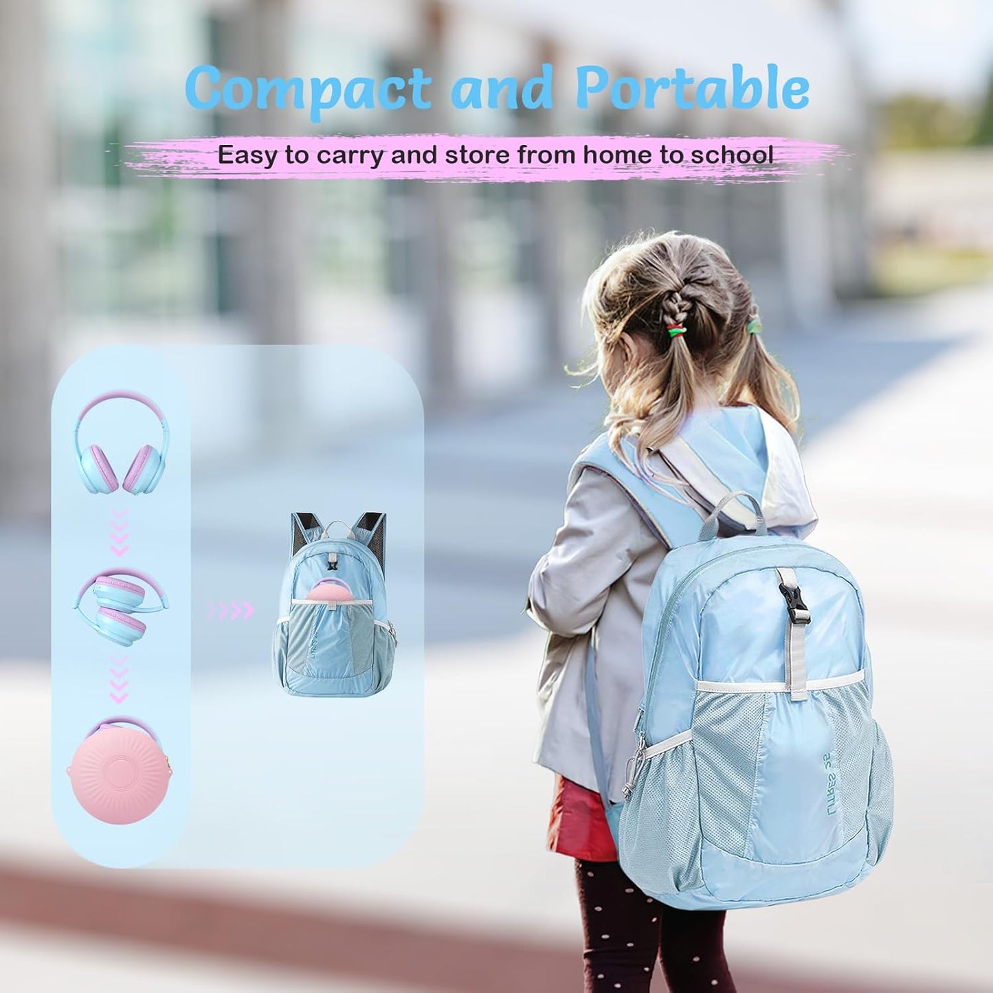 Active Noise Cancelling Headphones for Kids, 60H Playtime,Purple Wireless Bluetooth Over-Ear Headset Built-in Microphone for Home/School/Travel/Party - Includes Portable Case
