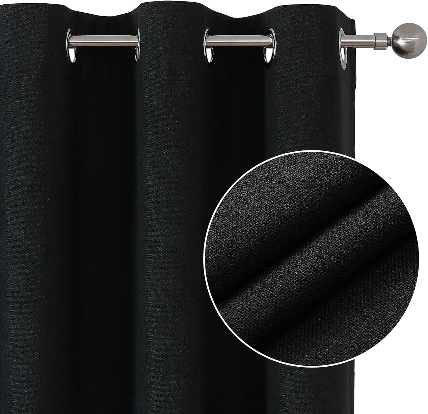 Joydeco Blackout Curtains 120 Inches Long 2 Panels Burg, Room Darkening Curtains for Bedroom, 100% Black Out Textured Thermal Drapes Privacy Protection 2 Panels Set(W52 x L120 Inch, Charcoal Grey)