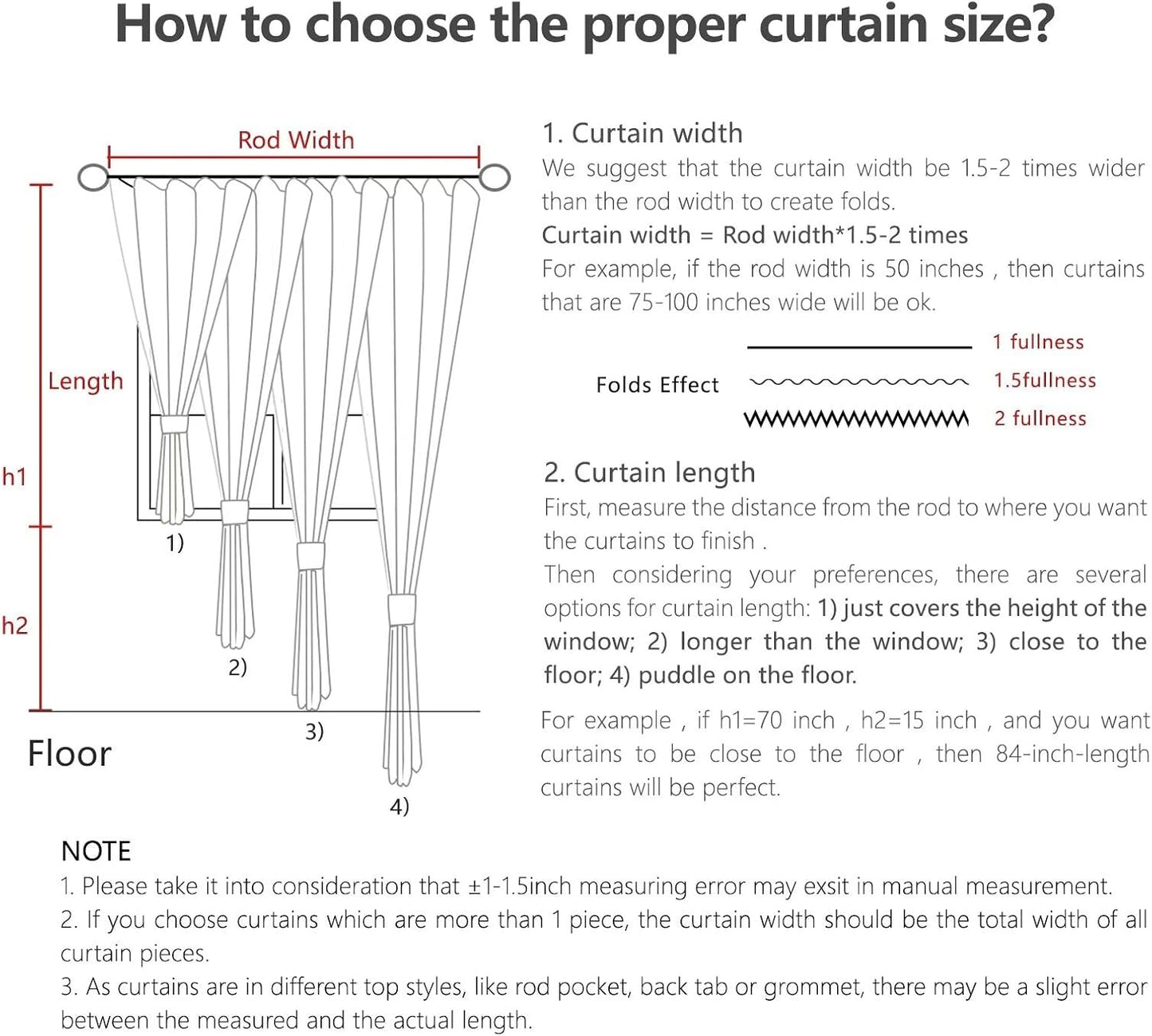 Joydeco Custom Blackout Curtains for Bedroom, 1 Panel Room Darkening Curtains & Drapes for Living Room Window Rod Pocket Back Tab (Custom Size,Red)