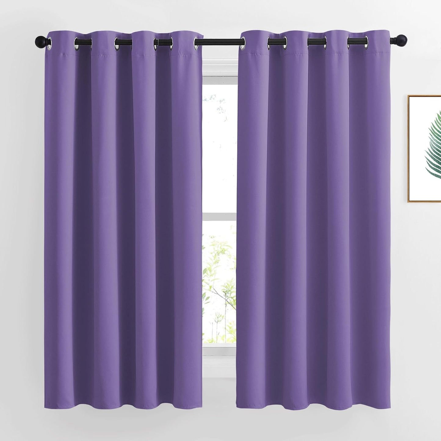 NICETOWN Blackout Curtains 63 inches Long, Grommet Window Treatment Energy Saving Thermal Drapes Room Darkening for Living Room/Bedroom, 2 Panels, W46 x L63, Lilac Purple