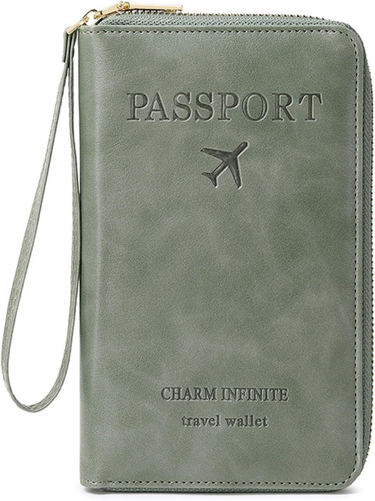 Leather RFID Blocking Passport Holder Travel Wallet, Passport Cover/Travel Wallet for Women/Men with
