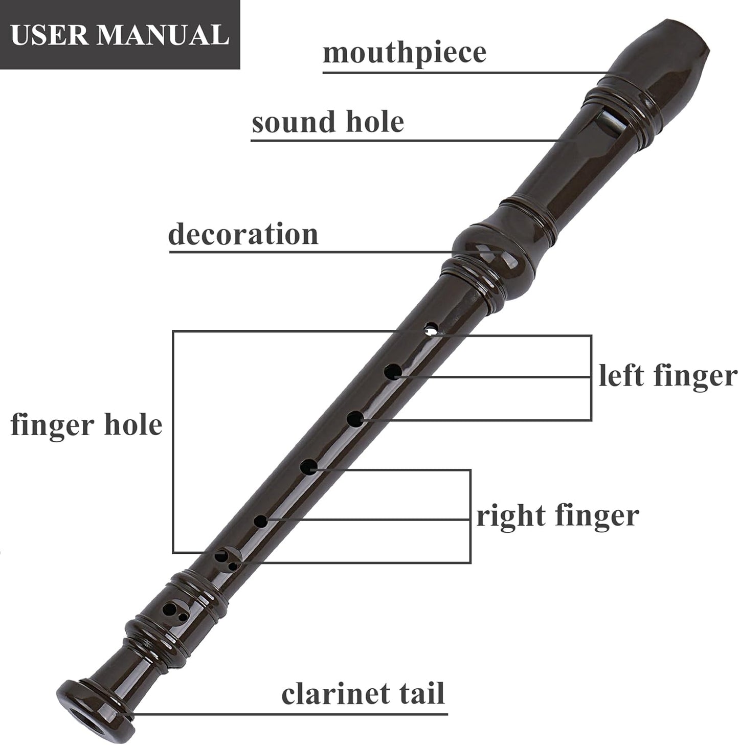 LIZIMANDU Recorder Instrument for Beginner Adults,8-Hole Soprano Descant Recorder Music Flute with Cleaning Rod & Case Bag For Home Entertainment(6-Wood Light Grey)