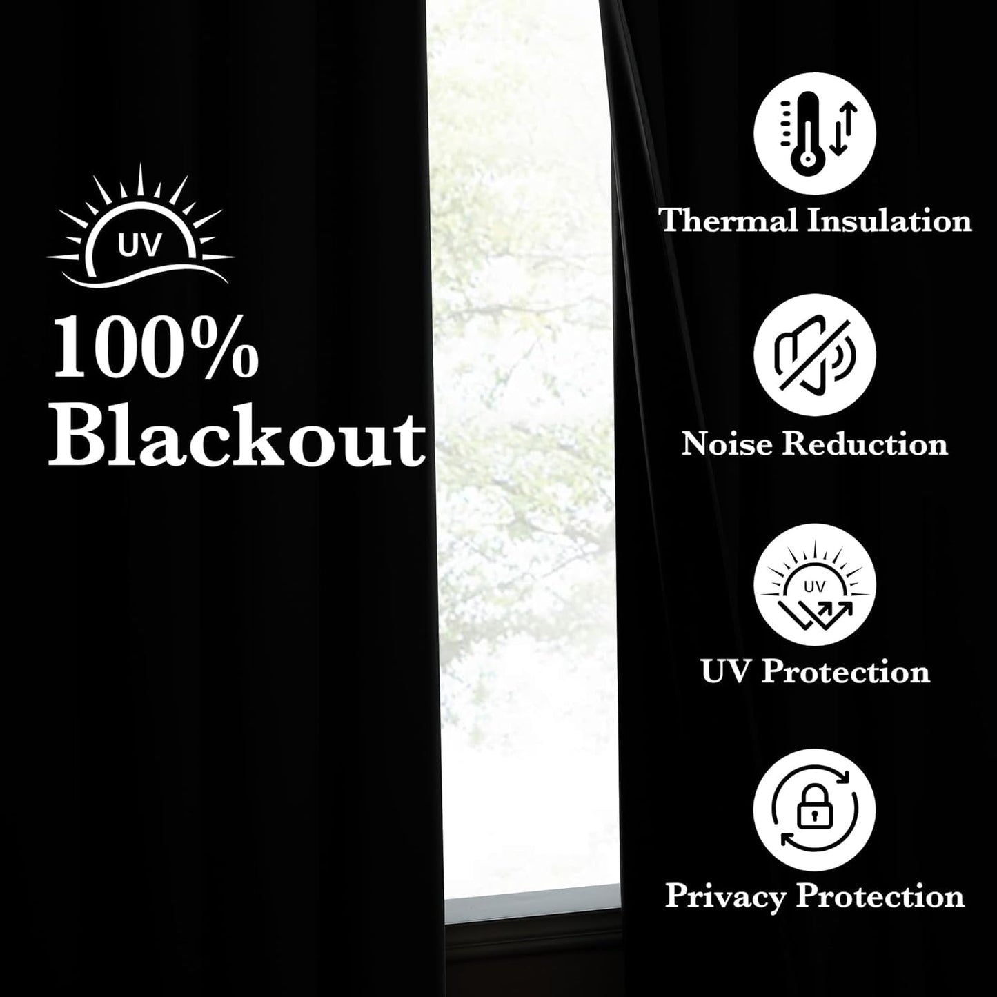 NICETOWN Full Blackout Curtains 96 inch Long for Home Theater, Grommet Energy Saving Room Darkening Window Treatment Thermal Curtains Portable Sun Shades for Living Room, W52 x L96, 2 Panels