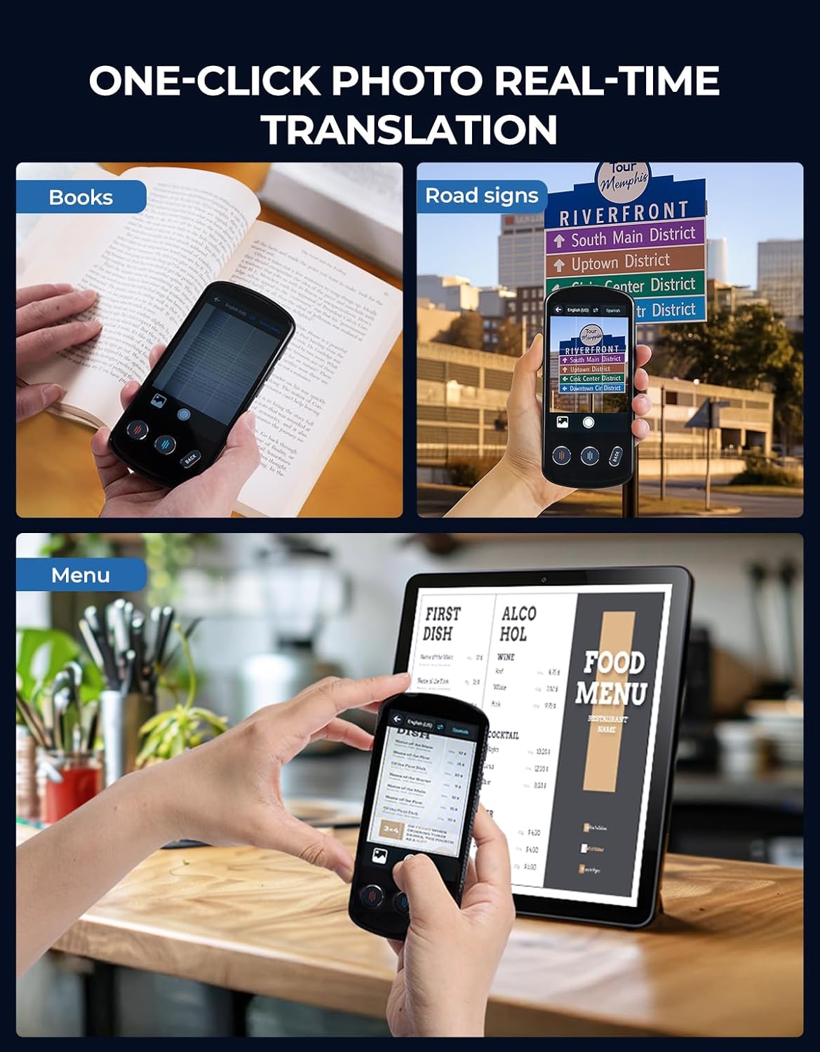 SVANTTO P60 AI Language Translator Device, Supports 142 Two Way Real-Time Voice Language Translation, No WiFi Needed, 8H Battery Life, Offline&Recording&Photo Translation for Travel Business Learning