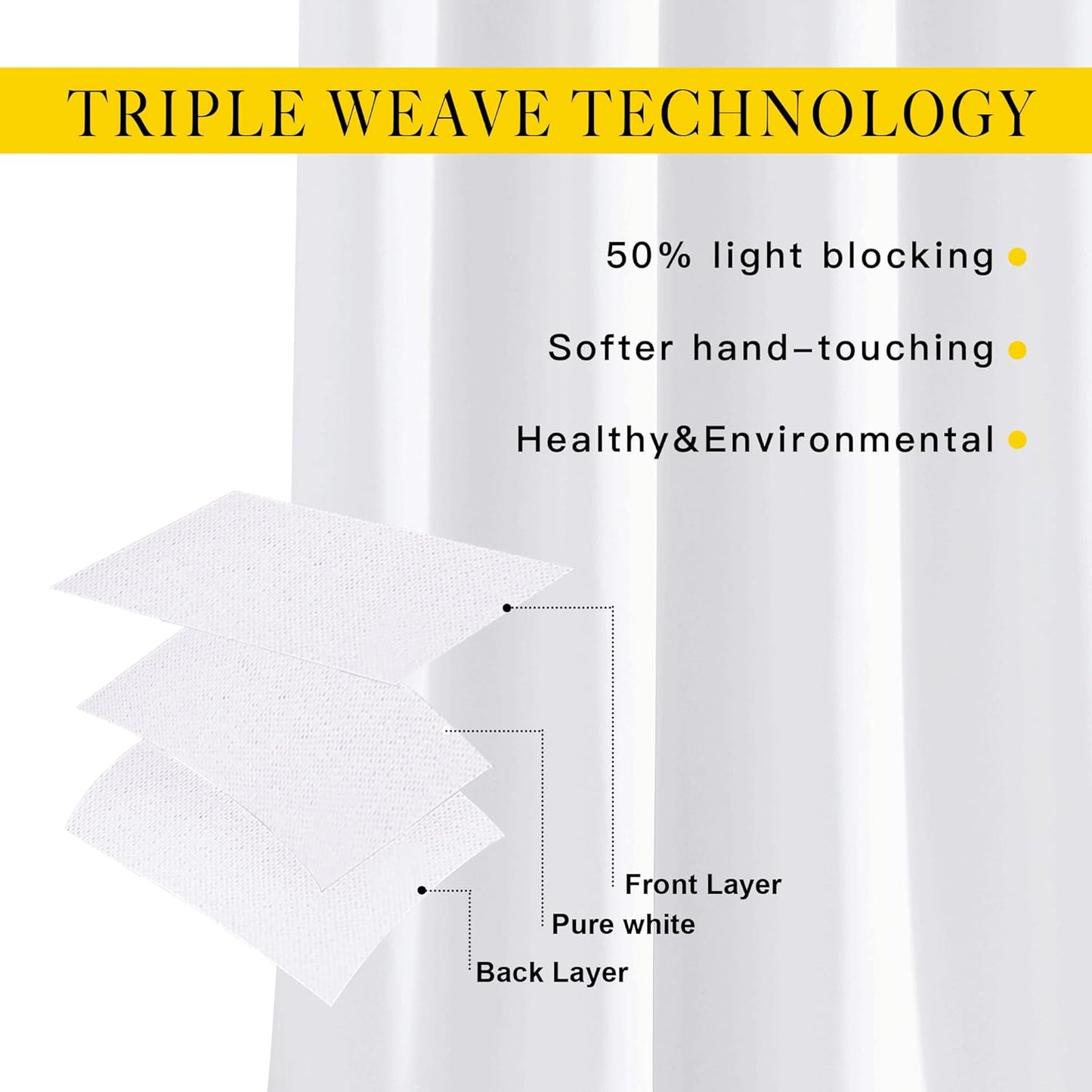 NICETOWN White Room Darkening Curtain Panels - Triple Weave Thermal Insulated Decorative Grommet 50% Light Blocking Window Curtains for Bedroom/Kitchen (Set of 2, W37 x L48)