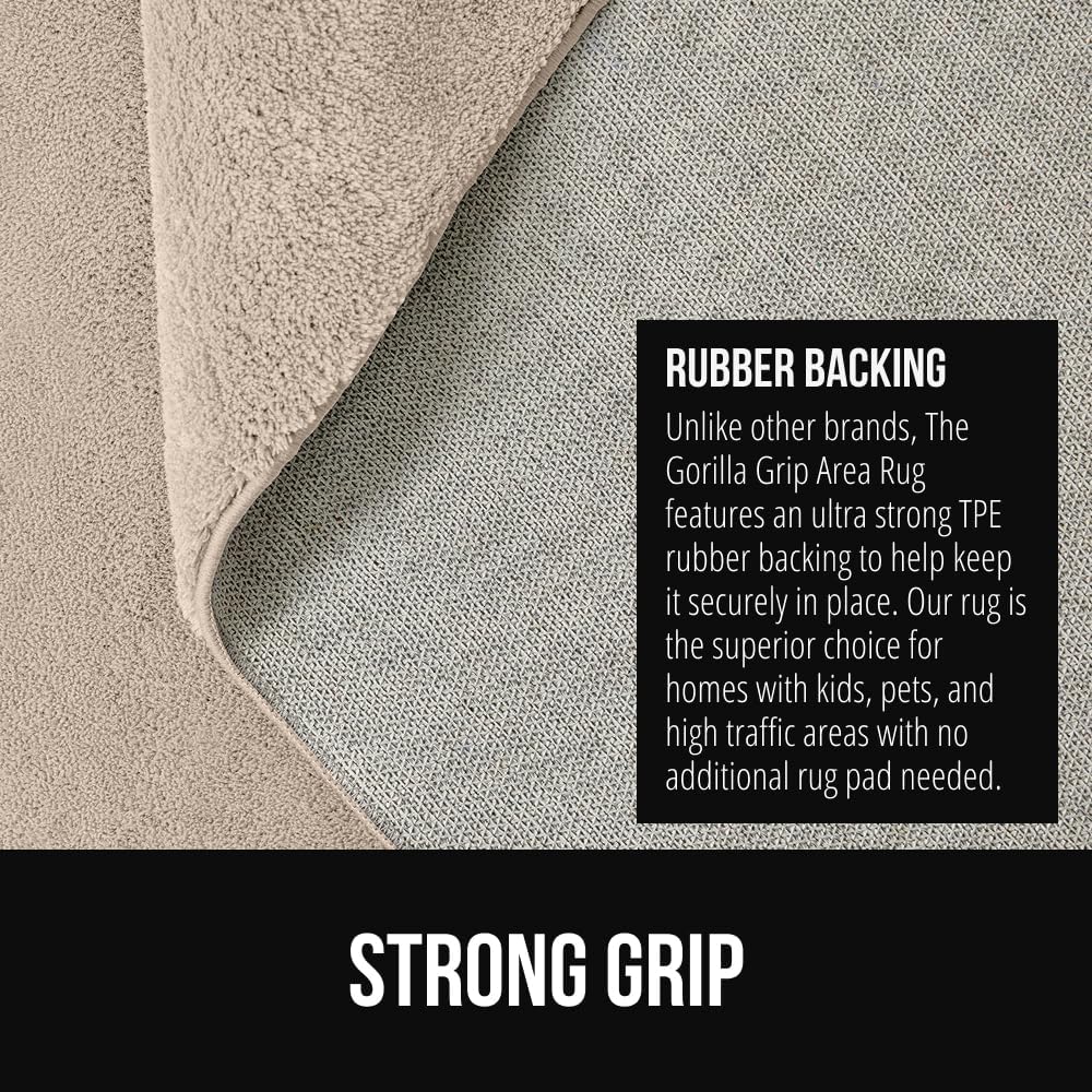 GORILLA GRIP Ultra Soft Washable Area Rug, Stain and Slip Resistant Plush Thick Carpet for Bedroom Living Room, No Shed Floor Rugs, Pet Friendly, Dorm Essentials, Kids Nursery Home Decor, 2x3, Ivory