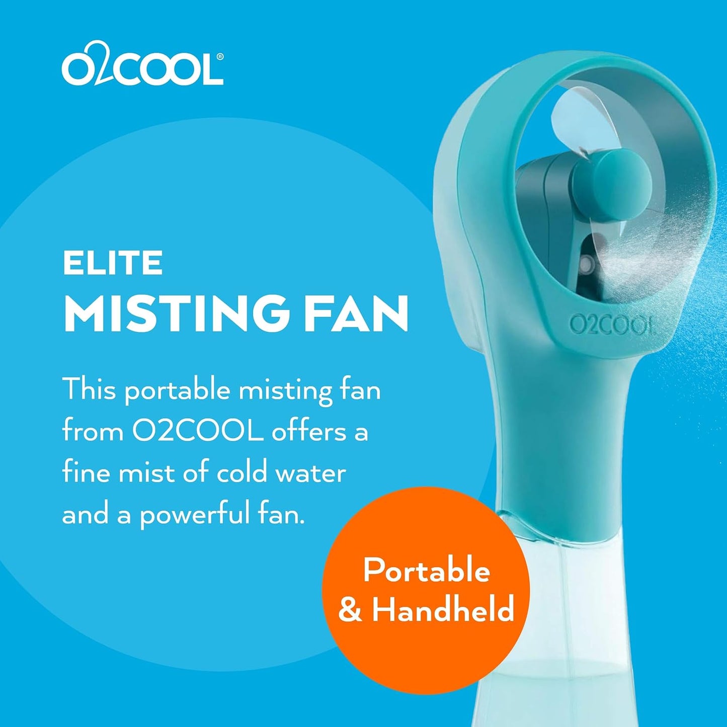 O2COOL Elite Battery Powered Handheld Water Misting Fan (Teal)