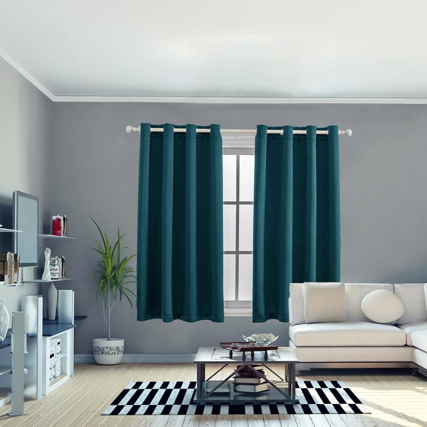 Anytime 100% Blackout Curtain Set, Thermal Insulated & Energy Efficiency Window Draperies for Guest Room, Full Shading Panels for Shift Worker and Light Sleepers（Greyish Blue, 2 Panels, 52W x 54L）