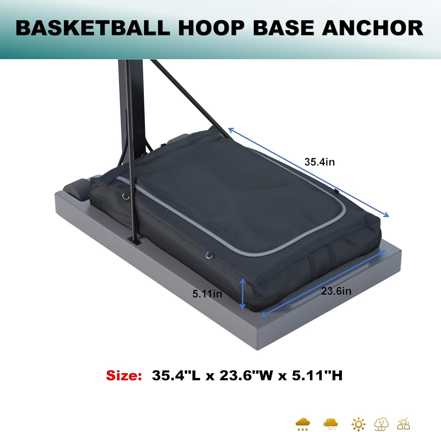 Basketball Hoop Sandbag，Weather-Proof Heavy Duty Weighted Base Anchor for Basketball Hoops, Basketball Hoop Anchor Can Hold in Excess of 200 lbs，Extra Safety for Your Sport