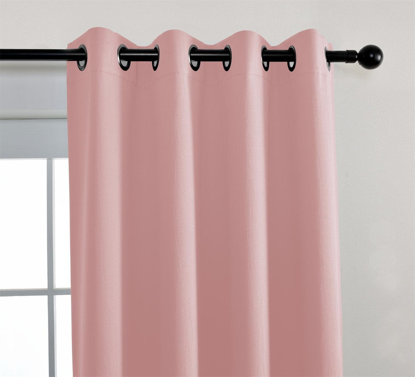 MIUCO Blackout Curtains Room Darkening Curtains Textured Grommet Curtains for Girls Room 2 Panels 52x63 Inch Long Pink