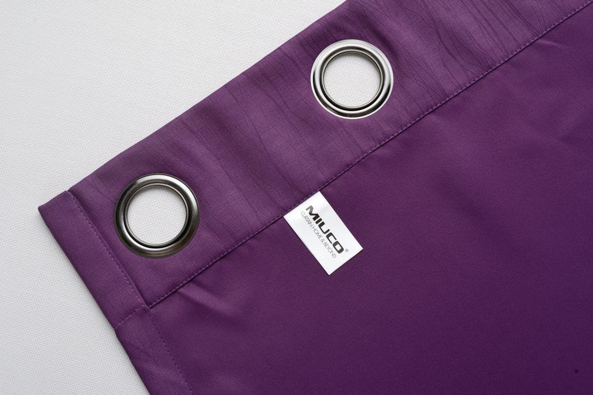 MIUCO Room Darkening Textured Grommet Window Treatment Blackout Curtains for Bedroom 2 Panels 52x95 Inch Purple