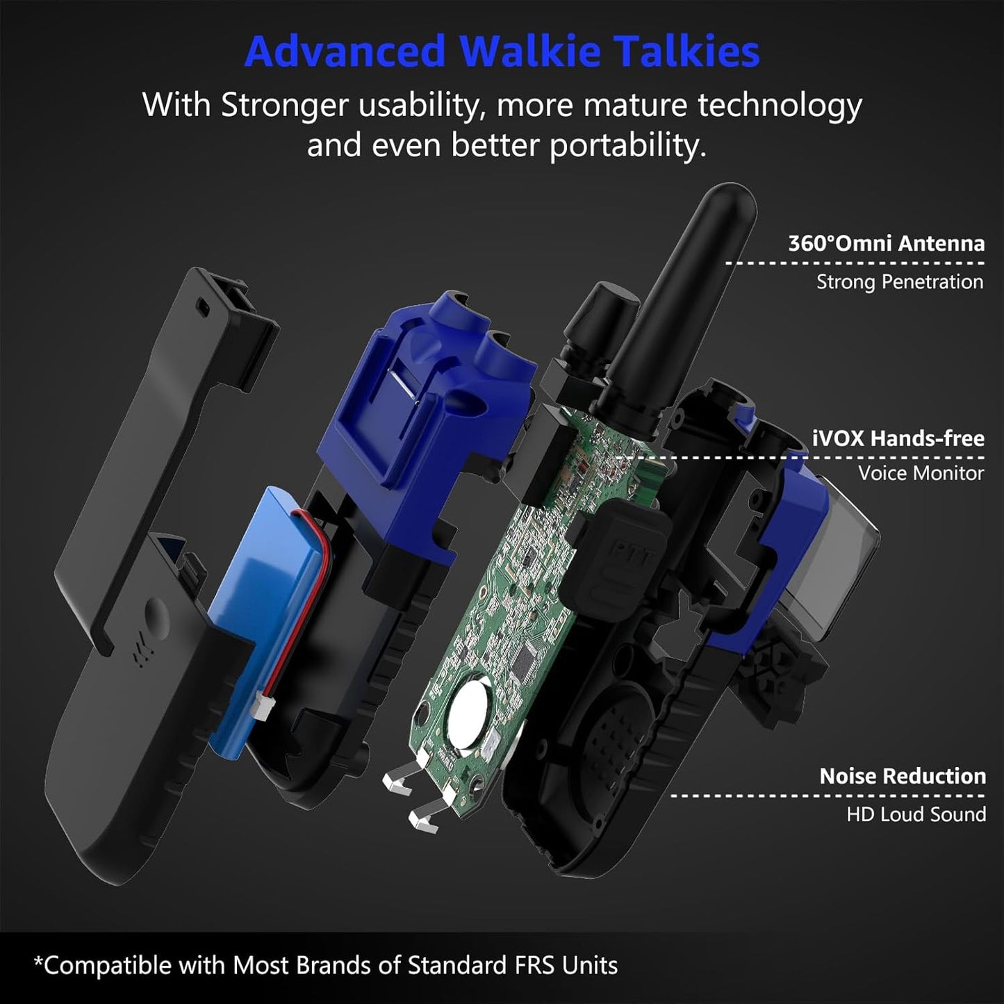 Walkie Talkies for Adults Long Range Rechargeable with Earpiece NOAA Weather Alert, Multi-purpose 2 Way Radio 6 Pack for Team Work Senior Care Kid Adventure Family Camping Hiking Skiing Cruise