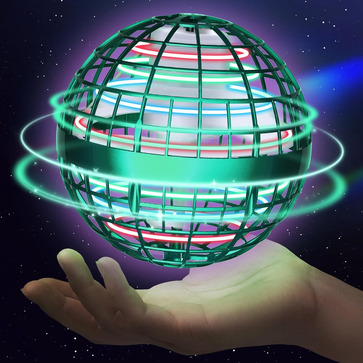 Sosuy Flying Orb Ball Toy 2025- Novelty Hover Galaxy Boomerang Hand Drone Orbit Magic Floating Ball Mini Outdoor Fidget Toy Stocking Stuffer for Boys Girls Teens Kids - Green