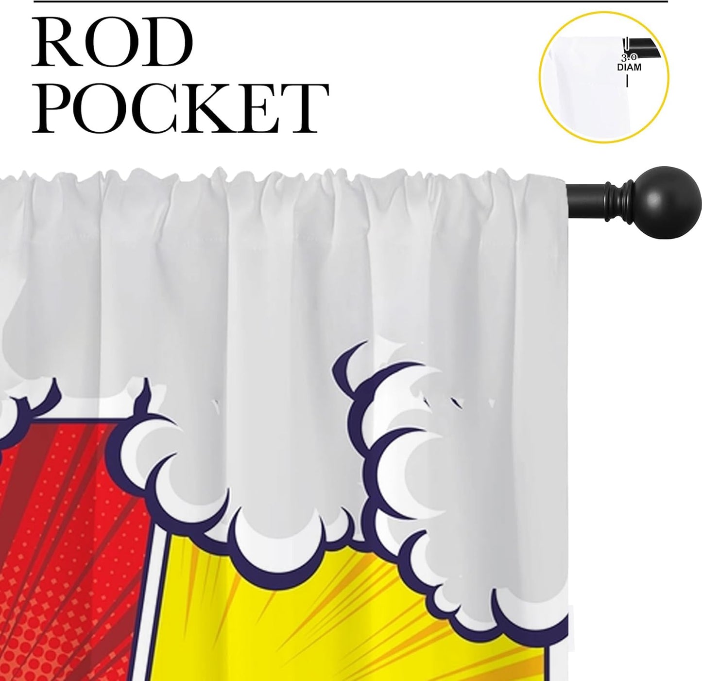 City Rod Pocket Blackout Curtains for Boy Girl Bedroom, Pop Art Style New York Cityscape Thermal Insulated Home Window Drapes for Living Room Darkening, 42x45 inch