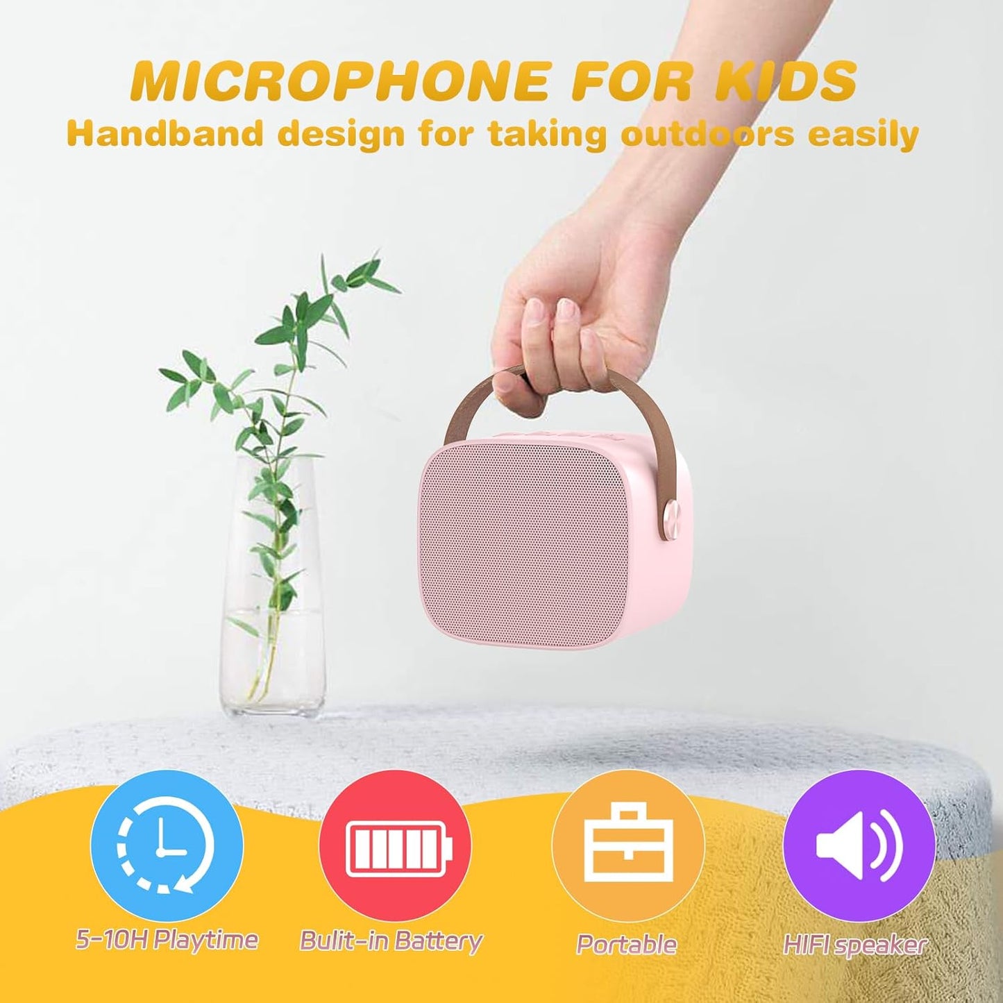 Mini Karaoke Machine,Funny Toys Christmas Birthday Gifts for Kids Age 4-12 Girls,Boys,Adults, Karaoke Microphone Toys for 4,5,6,7,8,9,10,11,12+ Year Old Girls Boys (Pink 2 Mics)