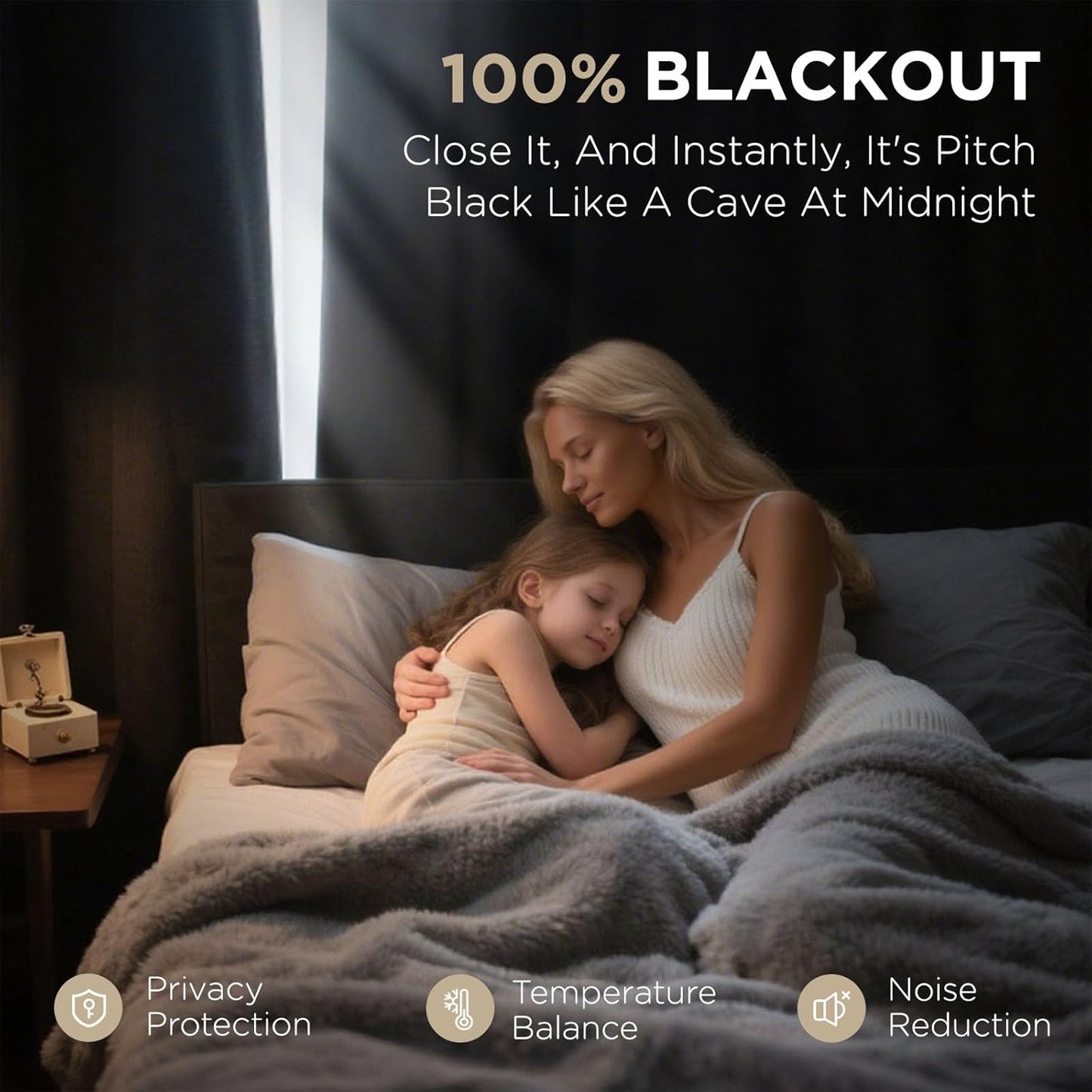 Joydeco Blackout Curtains 108 Inches Long 2 Panels Burg, Room Darkening Curtains for Bedroom, 100% Black Out Textured Thermal Drapes Privacy Protection 2 Panels Set(W52 x L108 Inch, Navy Blue)