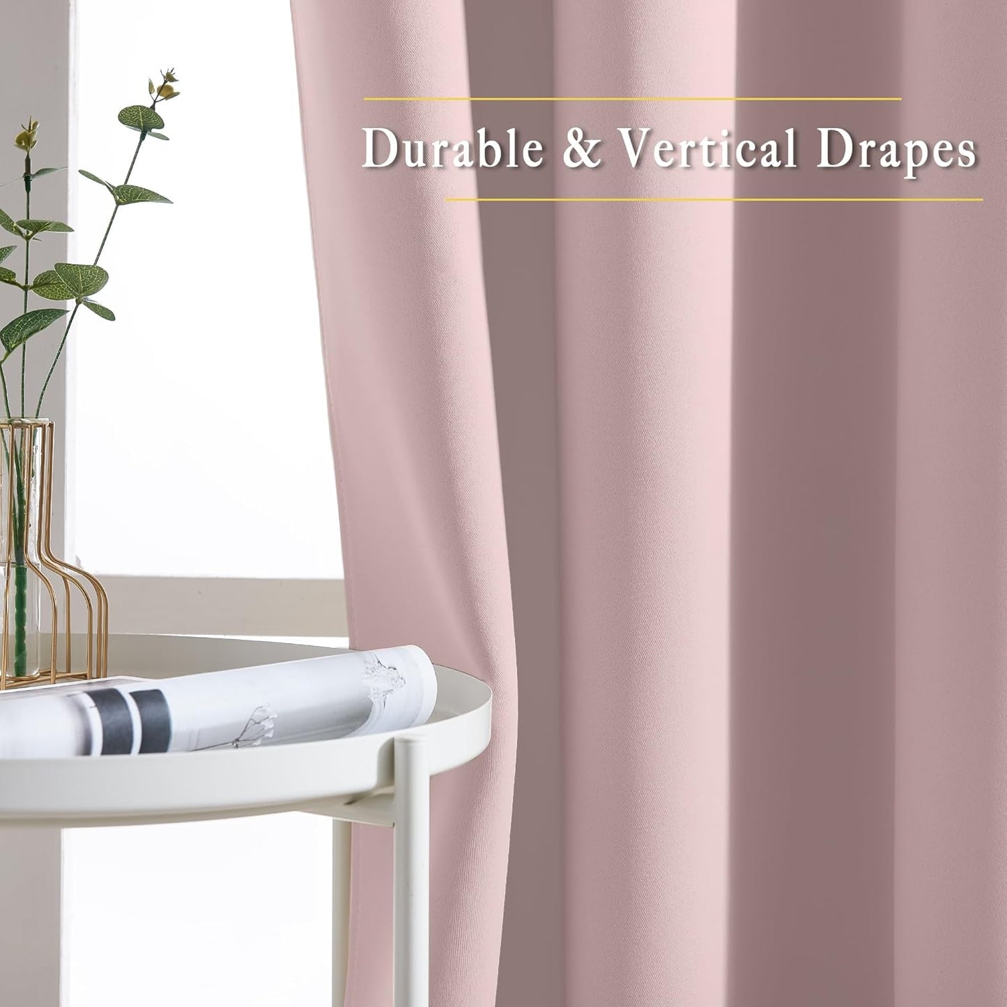 NICETOWN Light Block Window Curtains 84" Length - Home Fashion Thermal Insulated Solid Grommet Room Darkening Window Treatments for Hall Room, Blush Pink, 1 Pair, 52" Wide by 84" Long