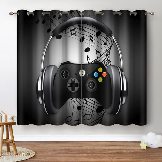 Jekeno Game Controller Blackout Curtains for Kids Boys Teens Bedroom Colorful Video Game Gamer Gaming Gamepad Decor for Home Living Room Grommet Window Drapes 2 Panel Set, 52"x84"