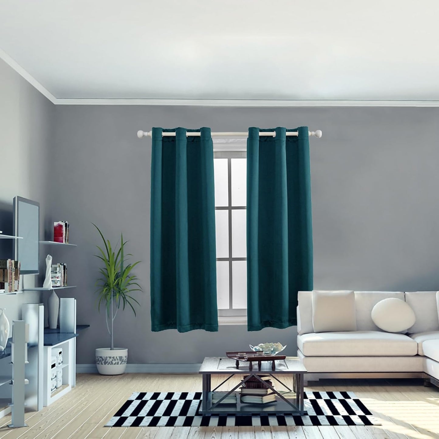 Anytime 100% Blackout Curtain Set, Thermal Insulated & Energy Efficiency Window Draperies for Guest Room, Full Shading Panels for Shift Worker and Light Sleepers（Greyish Blue, 2 Panels, 42W x 54L）