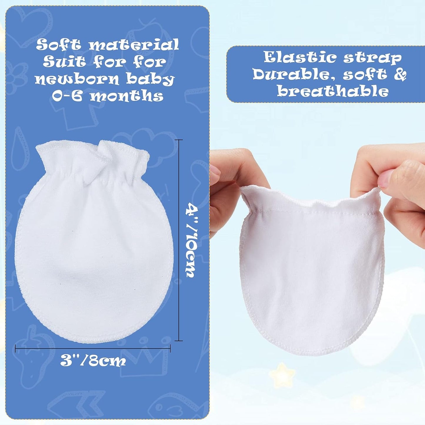9 Pairs Newborn Baby Boys Girls Mittens 0-6 Months Infant Toddler Mittens No Scratch Solid Color Gloves