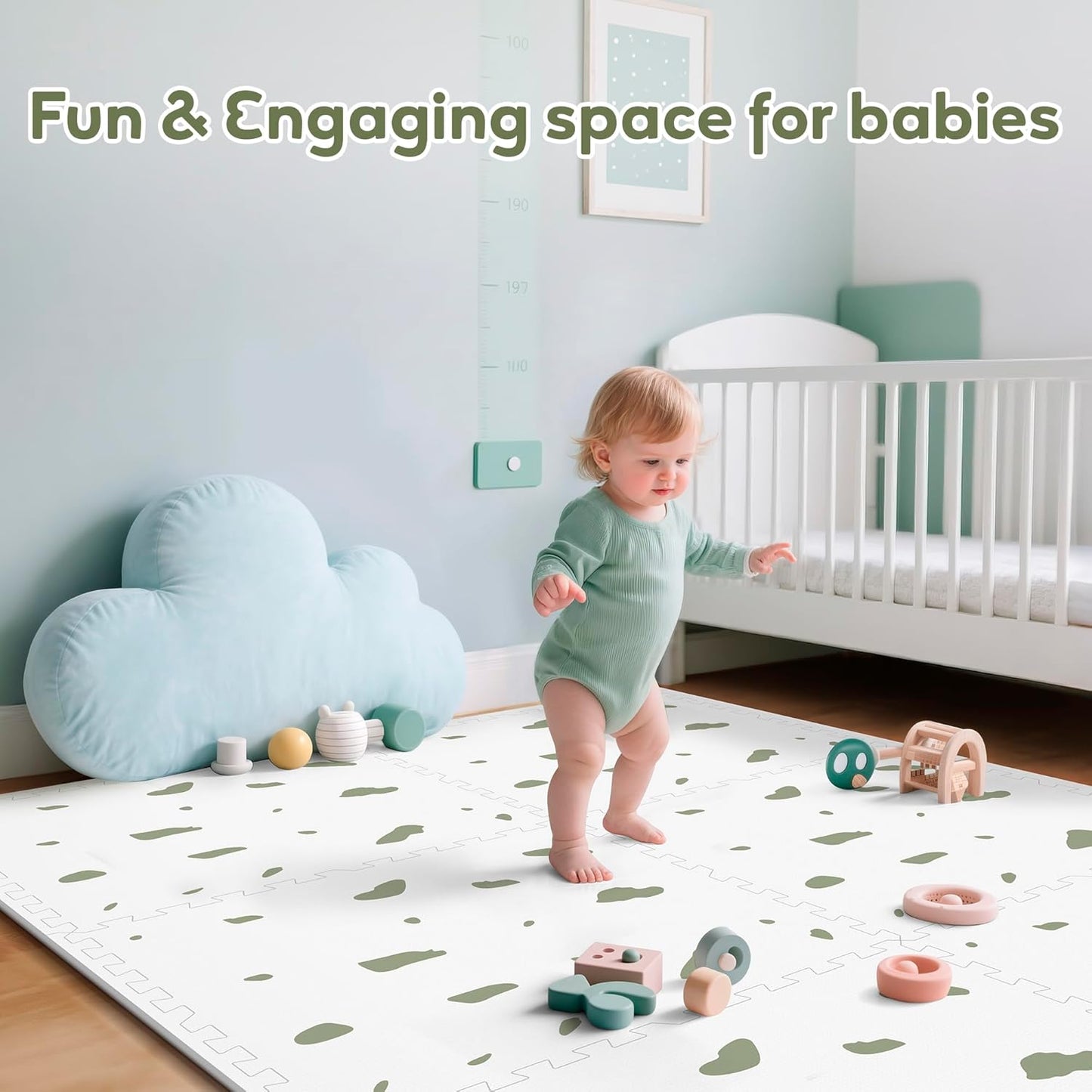 Baby Foam Play Mat-72”x 48” Baby Playmat,6-Piece Interlocking Foam Floor Tiles,Waterproof Crawling Mat,Puzzle Mat for Infants and Toddlers,Non Toxic Play Mat for Baby Tummy Time Mat(Spot)