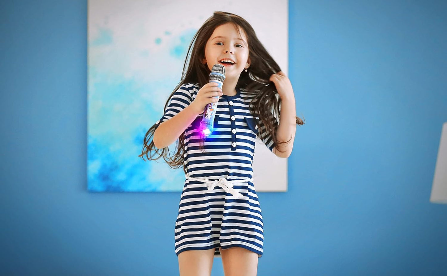 eKids Disney Frozen 2 Bluetooth Karaoke Microphone with LED Disco Party Lights, Portable Speaker Compatible with Siri Google Assistant, for Fans of Frozen Toys and Gifts