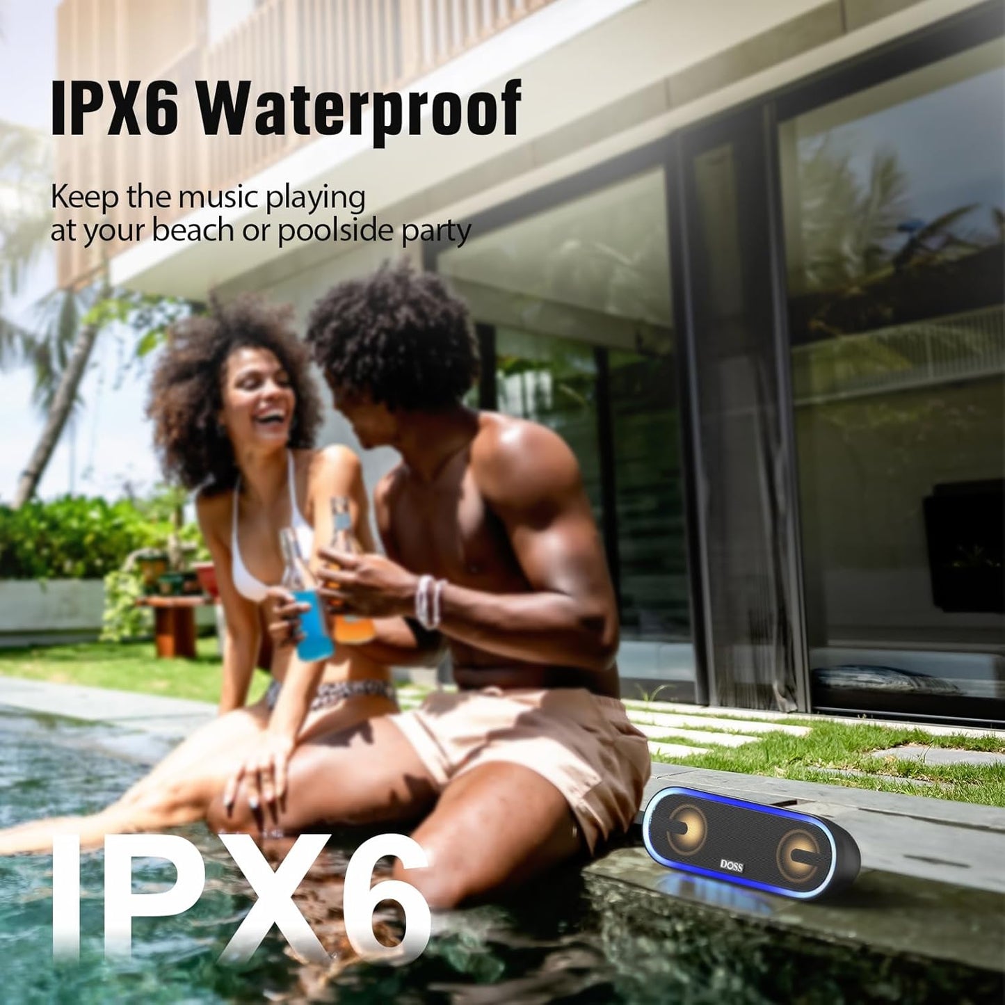 DOSS SoundBox Pro+ P300 Bluetooth Speaker with 40W Stereo Sound, Extra Bass, IPX6 Waterproof, TWS Pairing, Diverse Lights Show, 20H Playtime, Portable for Party, Camping, Beach - Purple