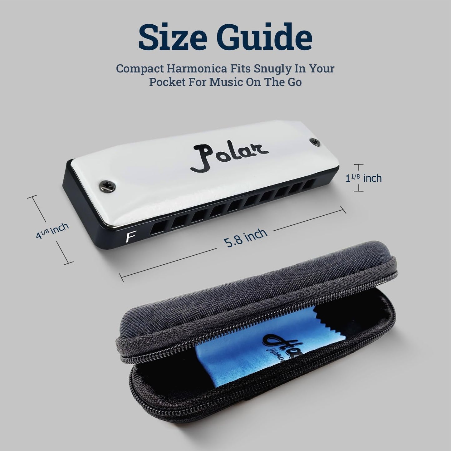 Harmo Polar Diatonic Harmonica Key of F - 10 Holes 20 Notes, Blues Harp Mouth Organ With Case, Phosphor Bronze Reeds, Suitable for All Genres, Harmonica for Kids, Adult, Beginners & Professionals