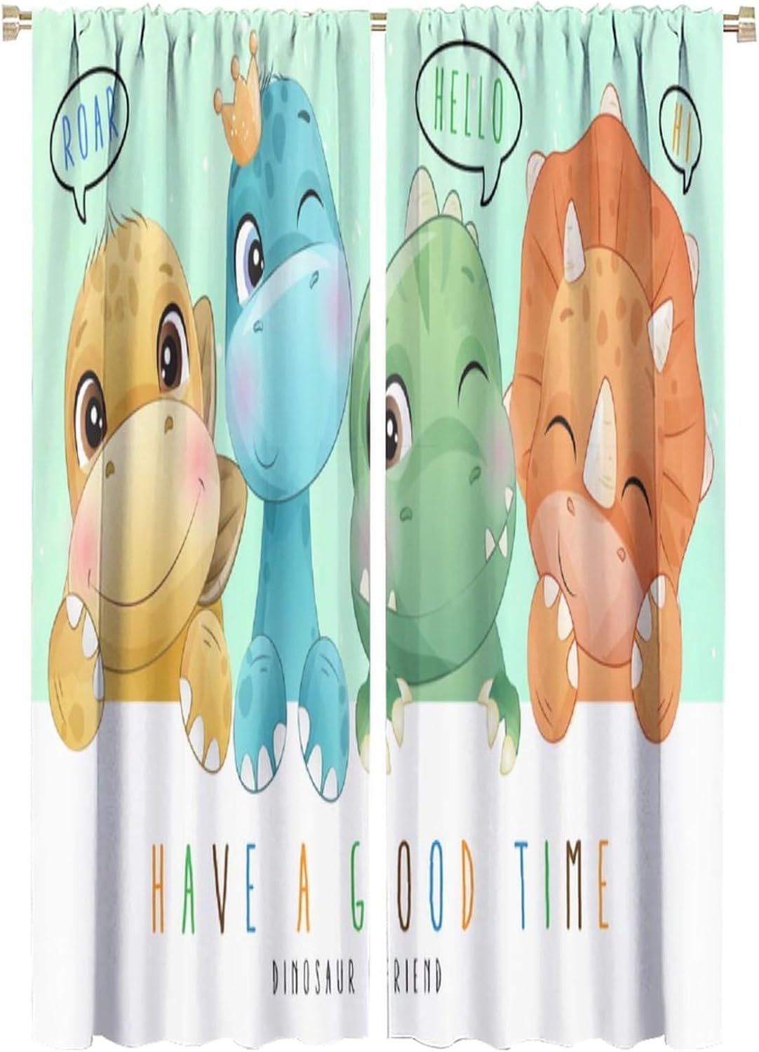 Kids Dinosaur Curtains for Boys Girls Bedroom Decor Cartoon Dino Colorful Cute Funny Animal Printed Blackout Rod Pocket Window Drapes for Baby Nursery Playroom Living Room W21xL63in 2 Panels
