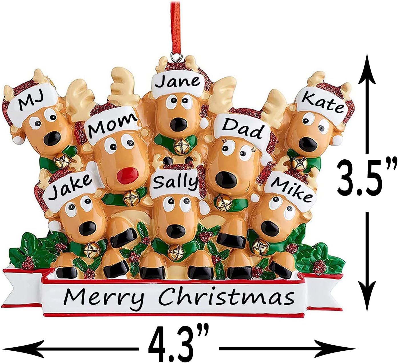 Personalized Christmas Ornaments 2025 Family of 2/3/4/5/6/7/8 Deer Christmas Ornaments Custom Name Customized Gifts for Xmas Tree,Family of 8